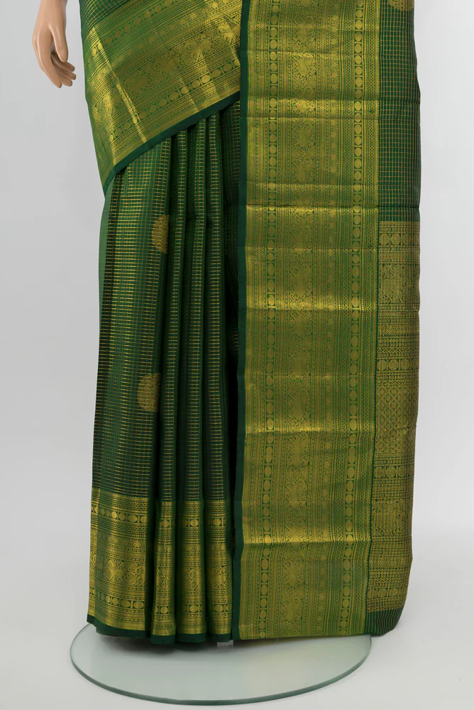 Green Kanjivaram Silk Saree - Image 3