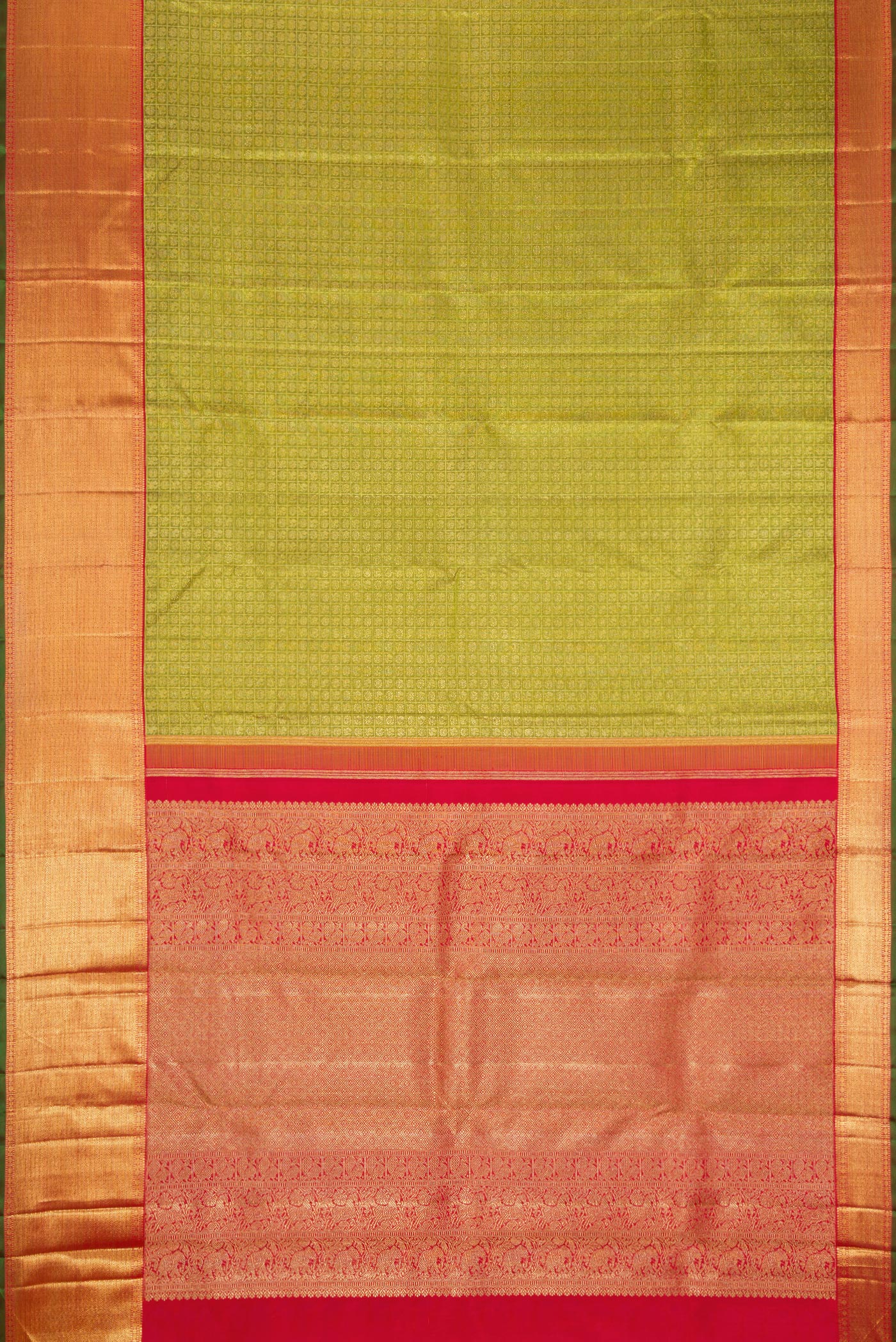 Pure Silk Pure Zari Green Kanjivaram Saree - Image 6