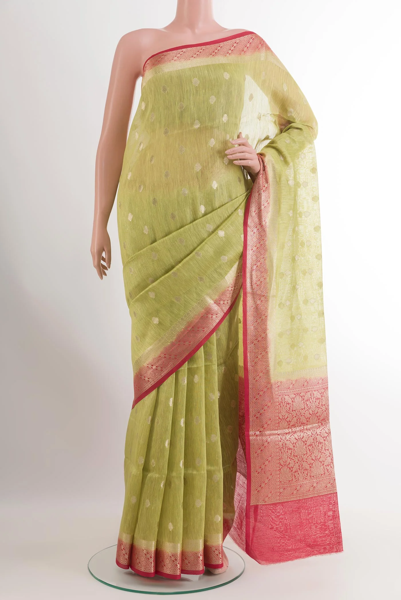 Green Linen Saree
