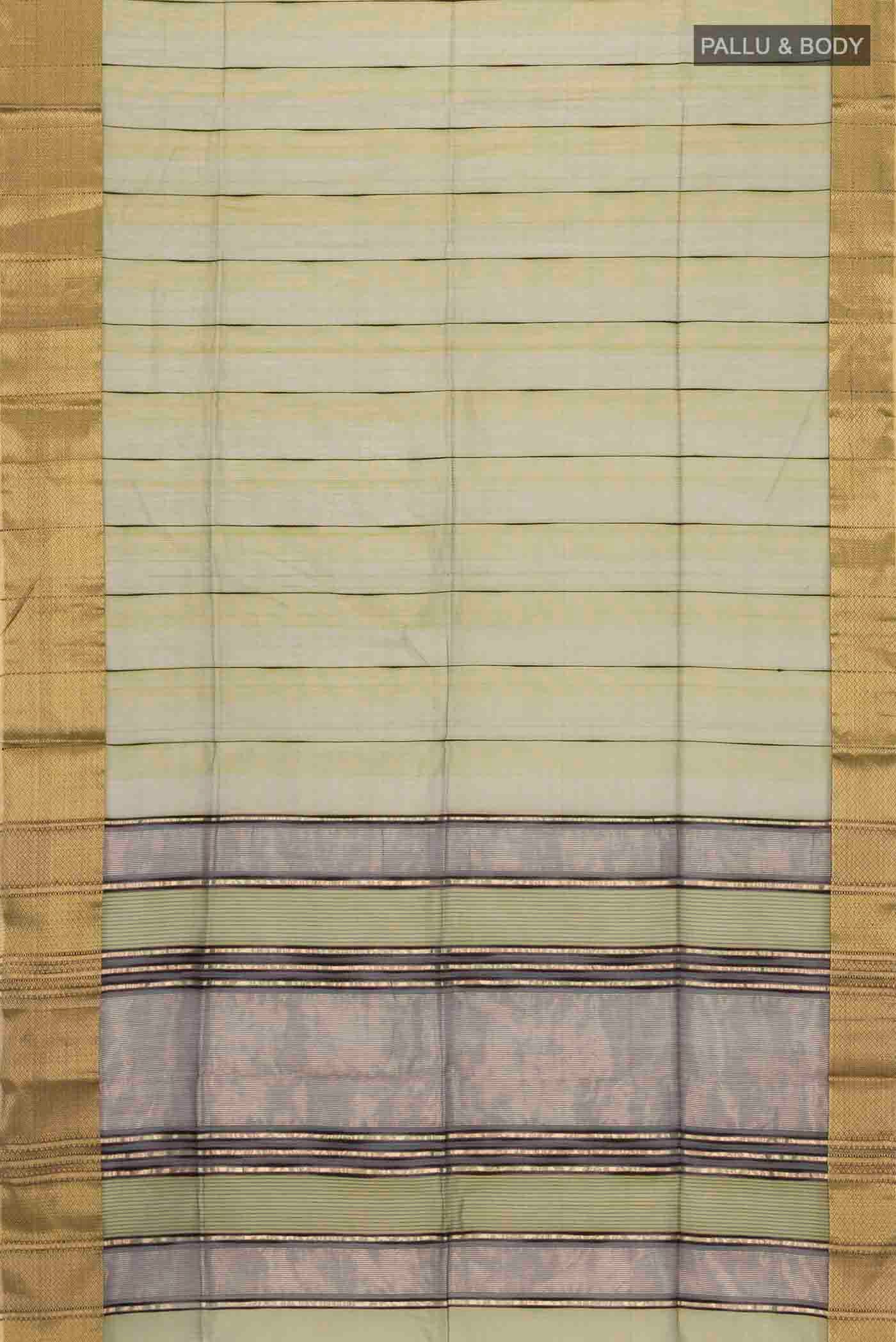 Green Maheshwari Silk Cotton Saree - Image 3