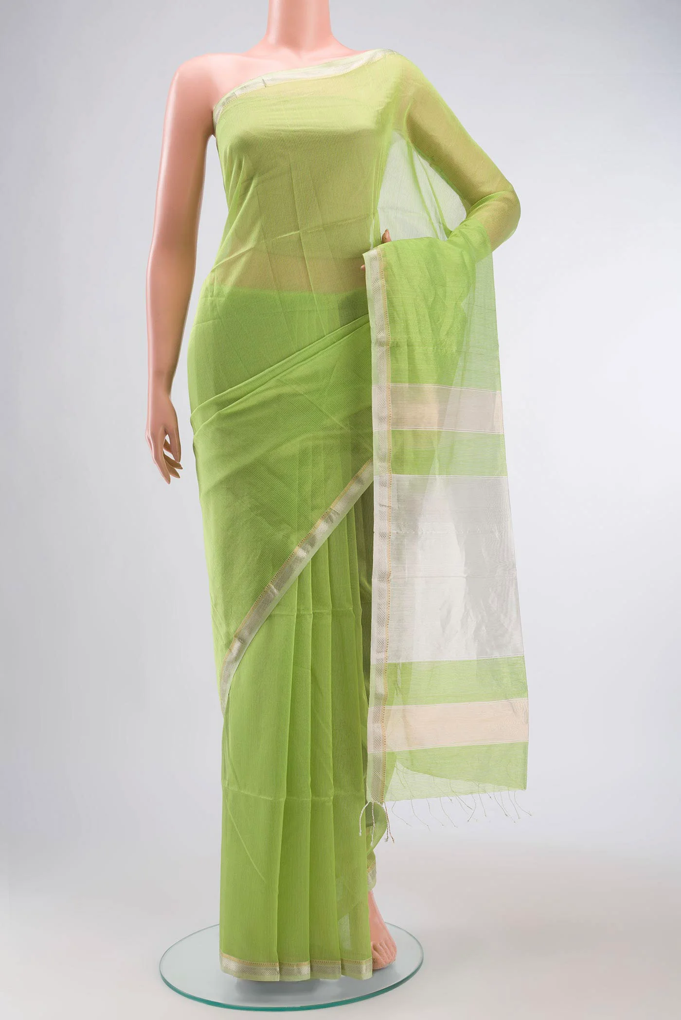 Green Maheshwari Silk Cotton Saree