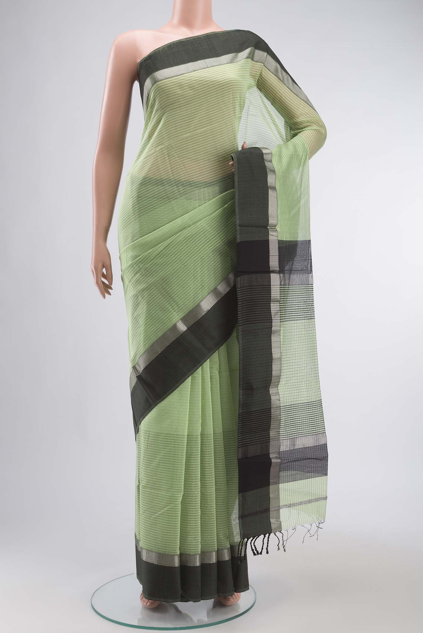 Green Maheshwari Silk Cotton Saree