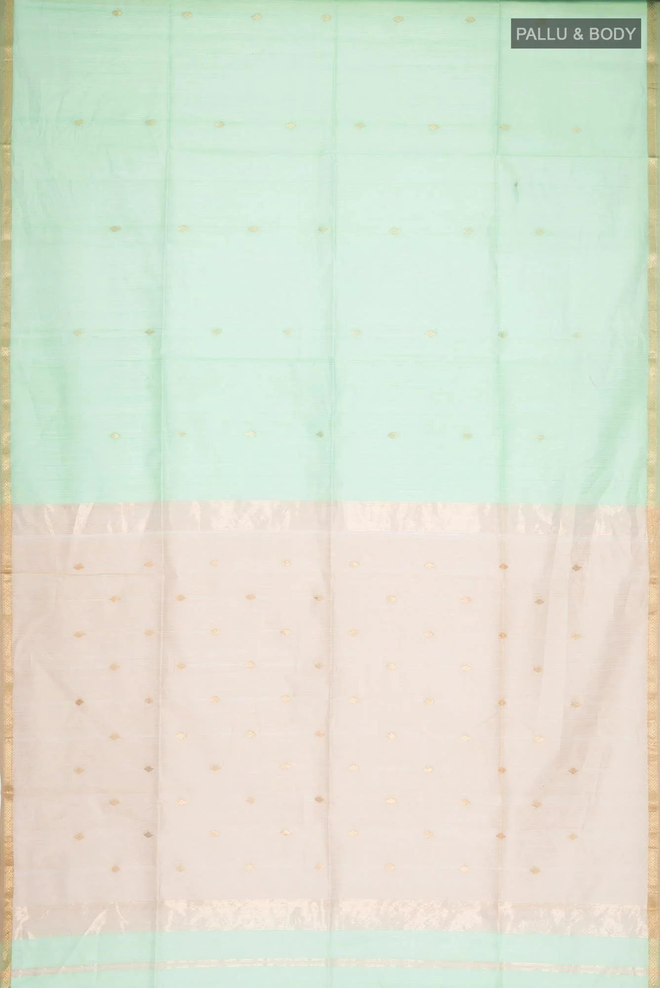 Green Maheshwari Silk Cotton Saree - Image 2