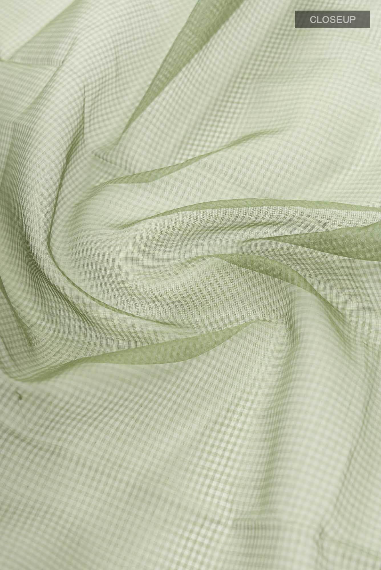Green Maheshwari Silk Cotton Saree - Image 3