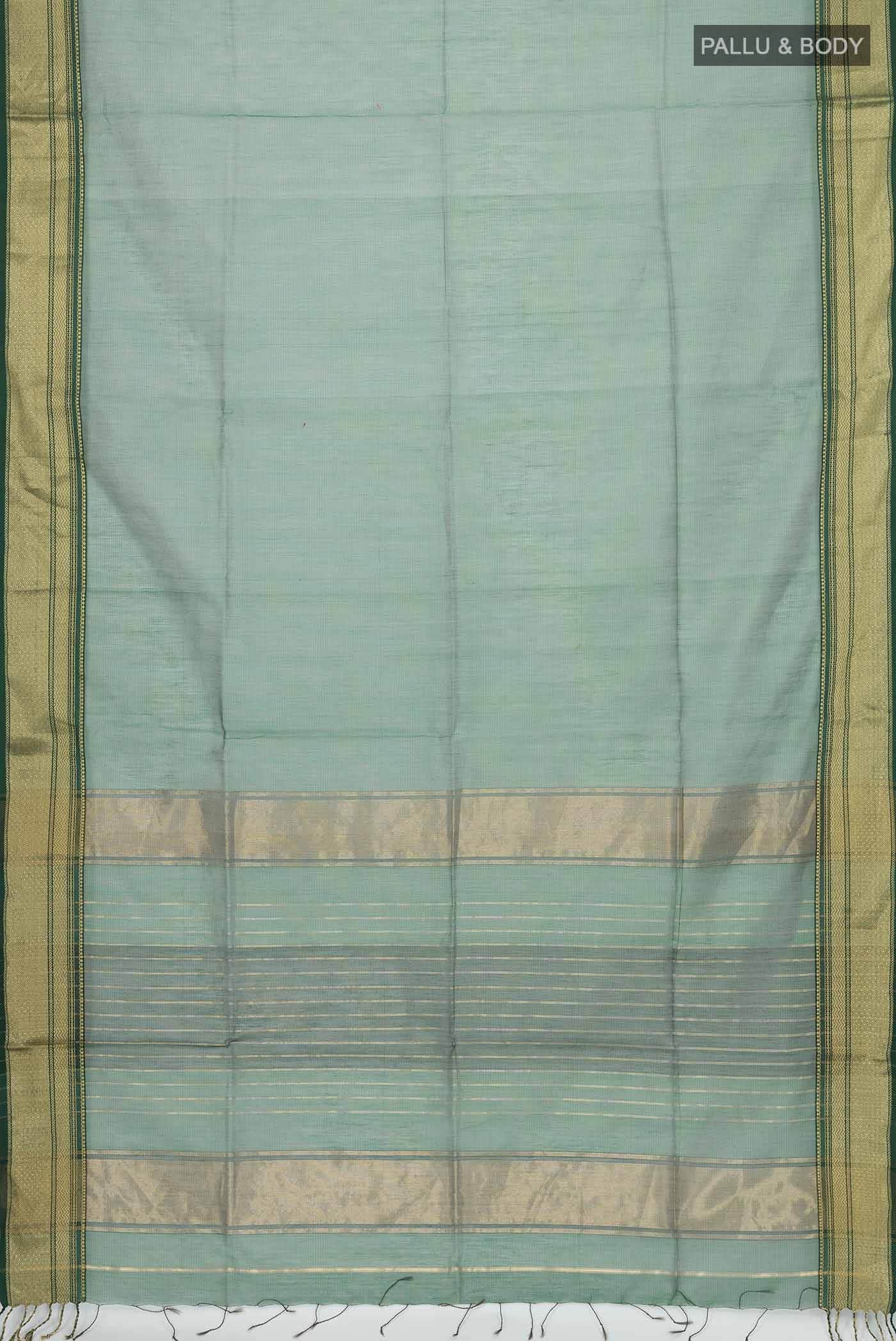 Green Maheshwari Silk Cotton Saree - Image 2