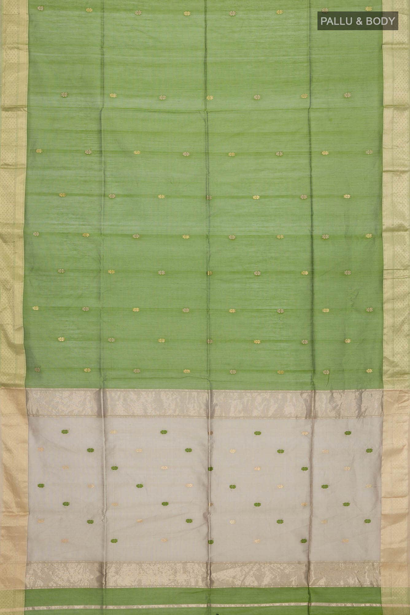 Green Maheshwari Silk Cotton Saree - Image 2