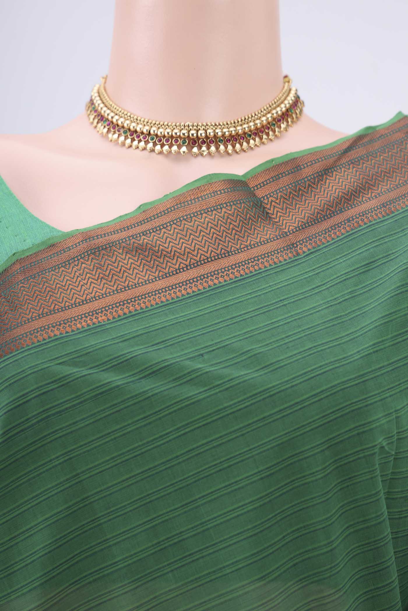 Green Mangalagiri Cotton Saree - Image 2