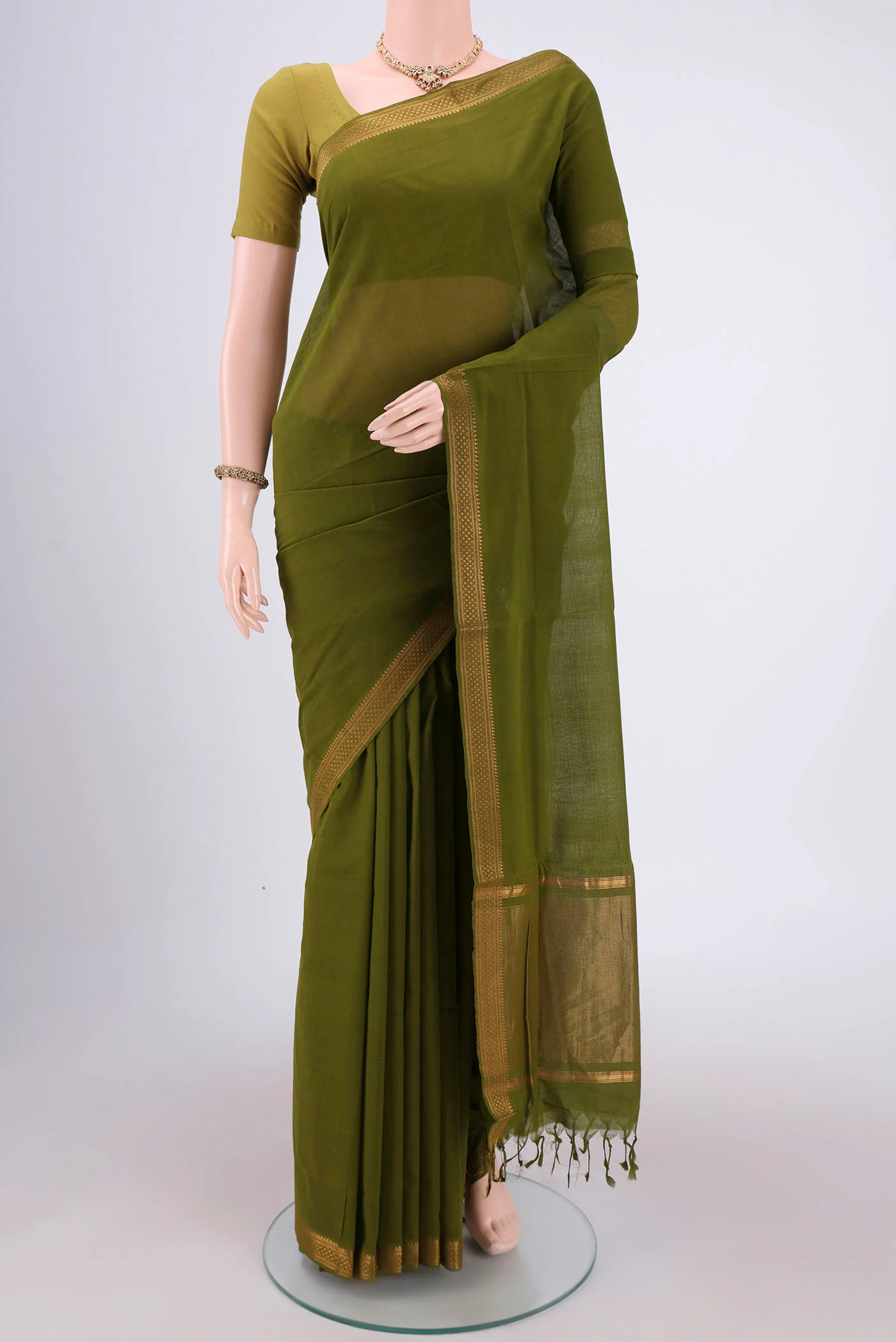 Green Mangalagiri Cotton Saree
