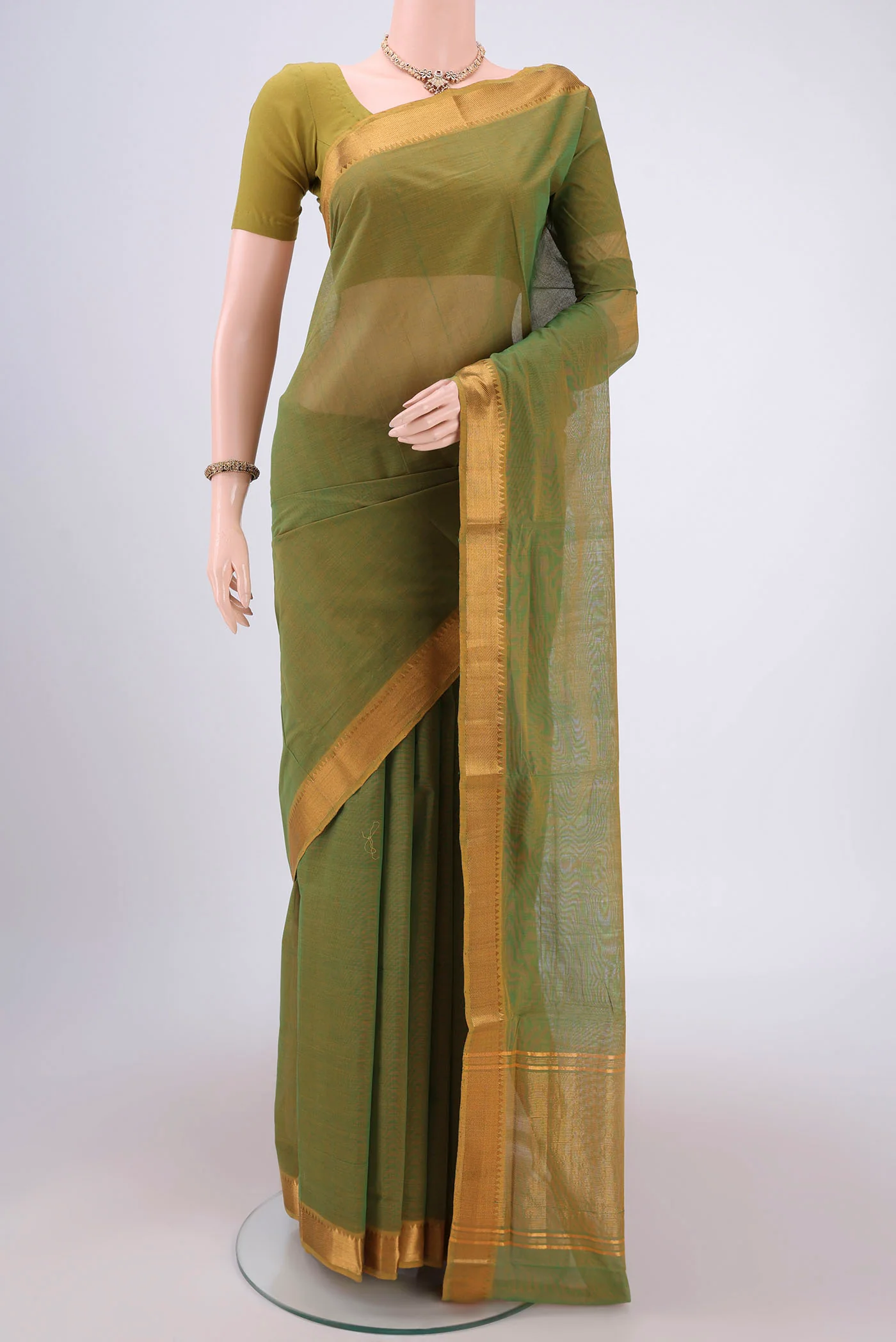 Green Mangalagiri Cotton Saree