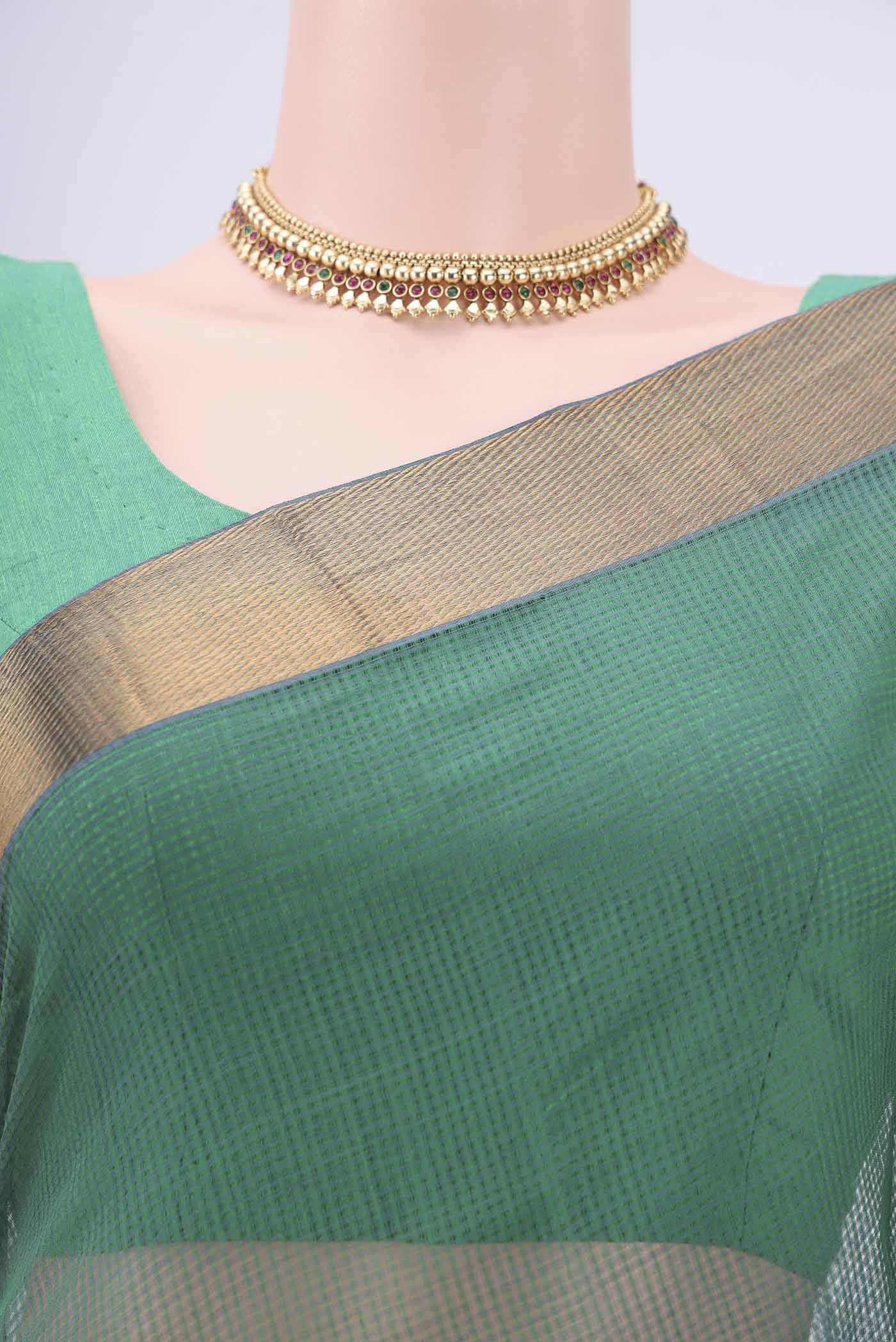 Green Mangalagiri Cotton Saree - Image 2