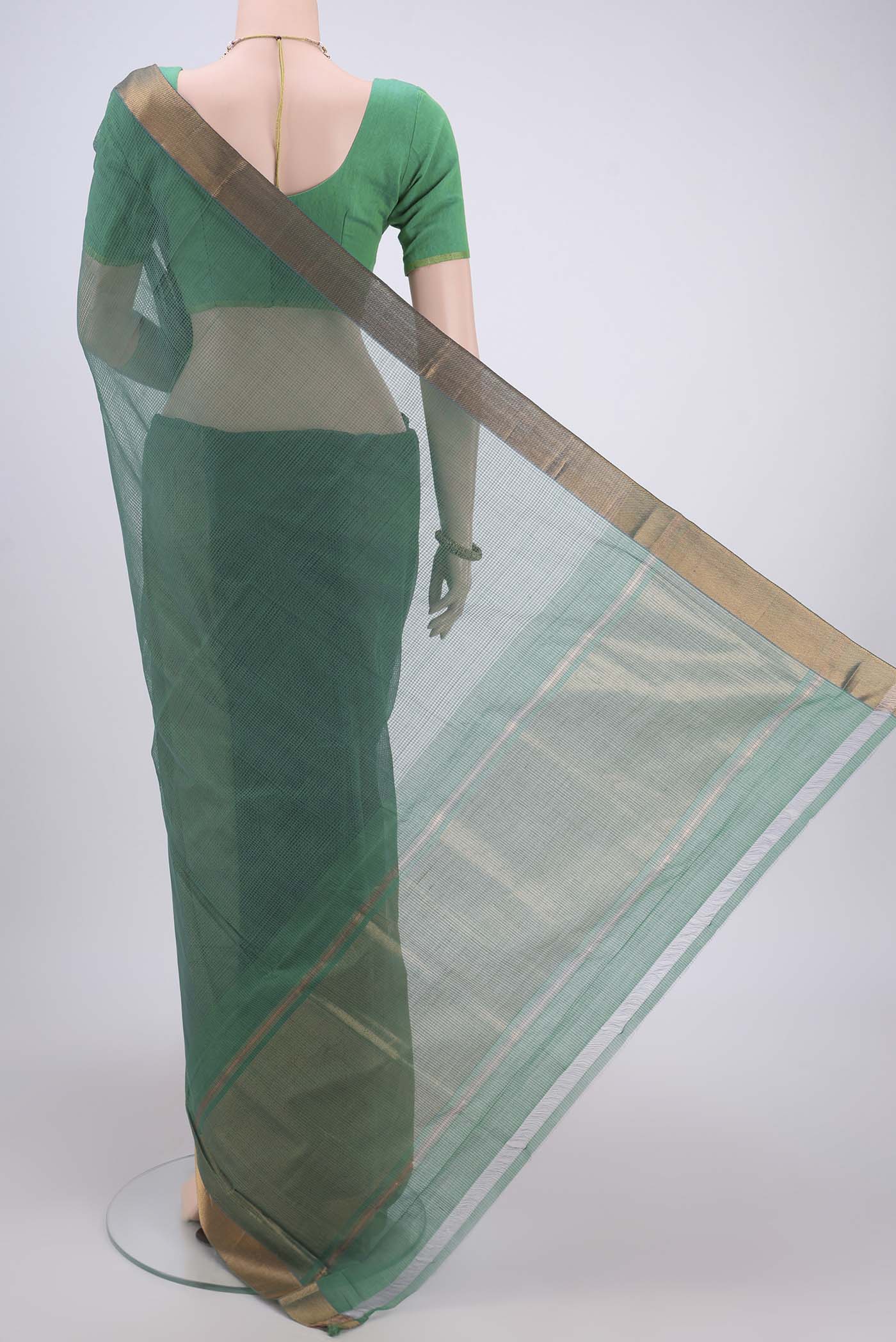 Green Mangalagiri Cotton Saree - Image 3