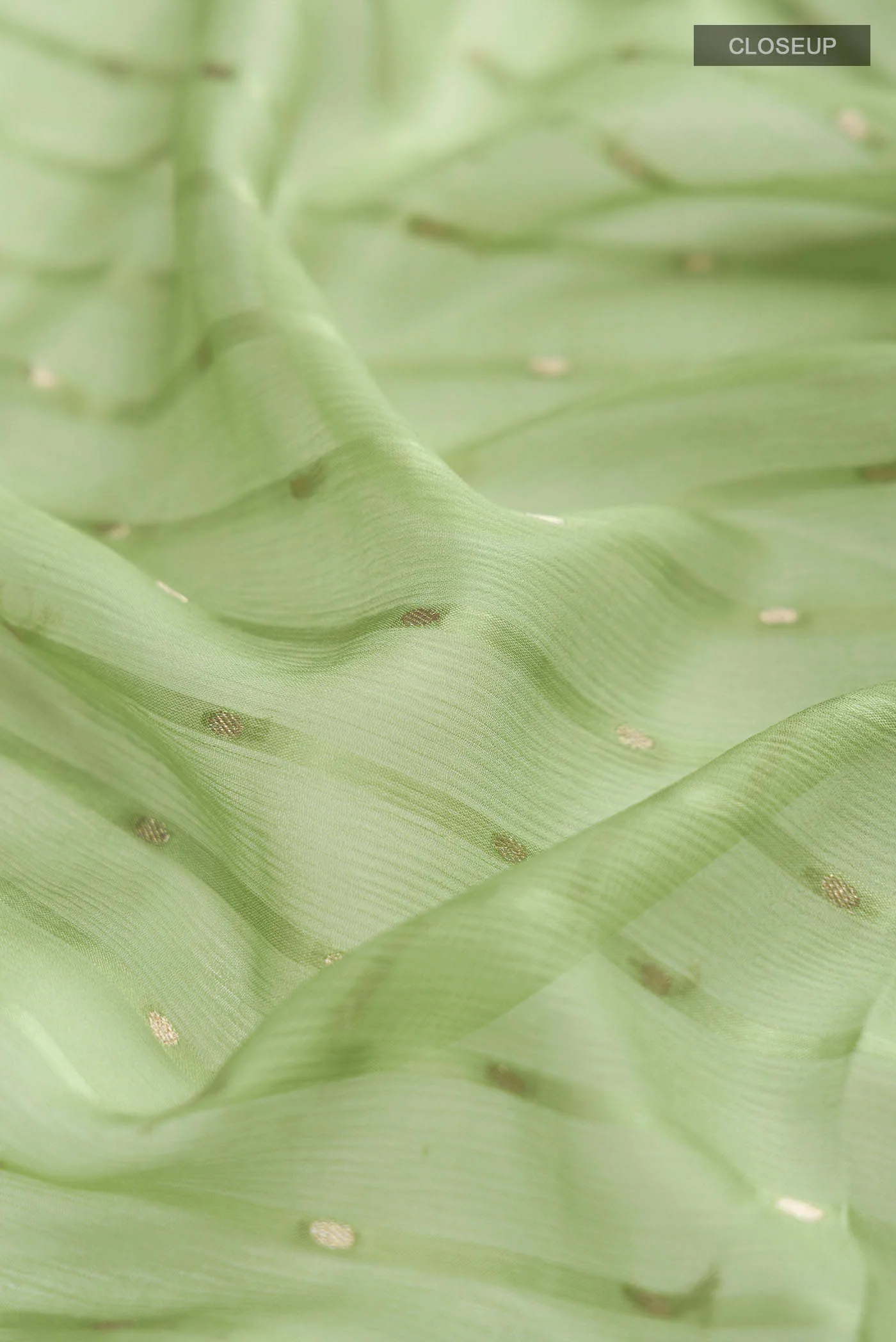 Green Mysore Chiffon Saree - Image 2