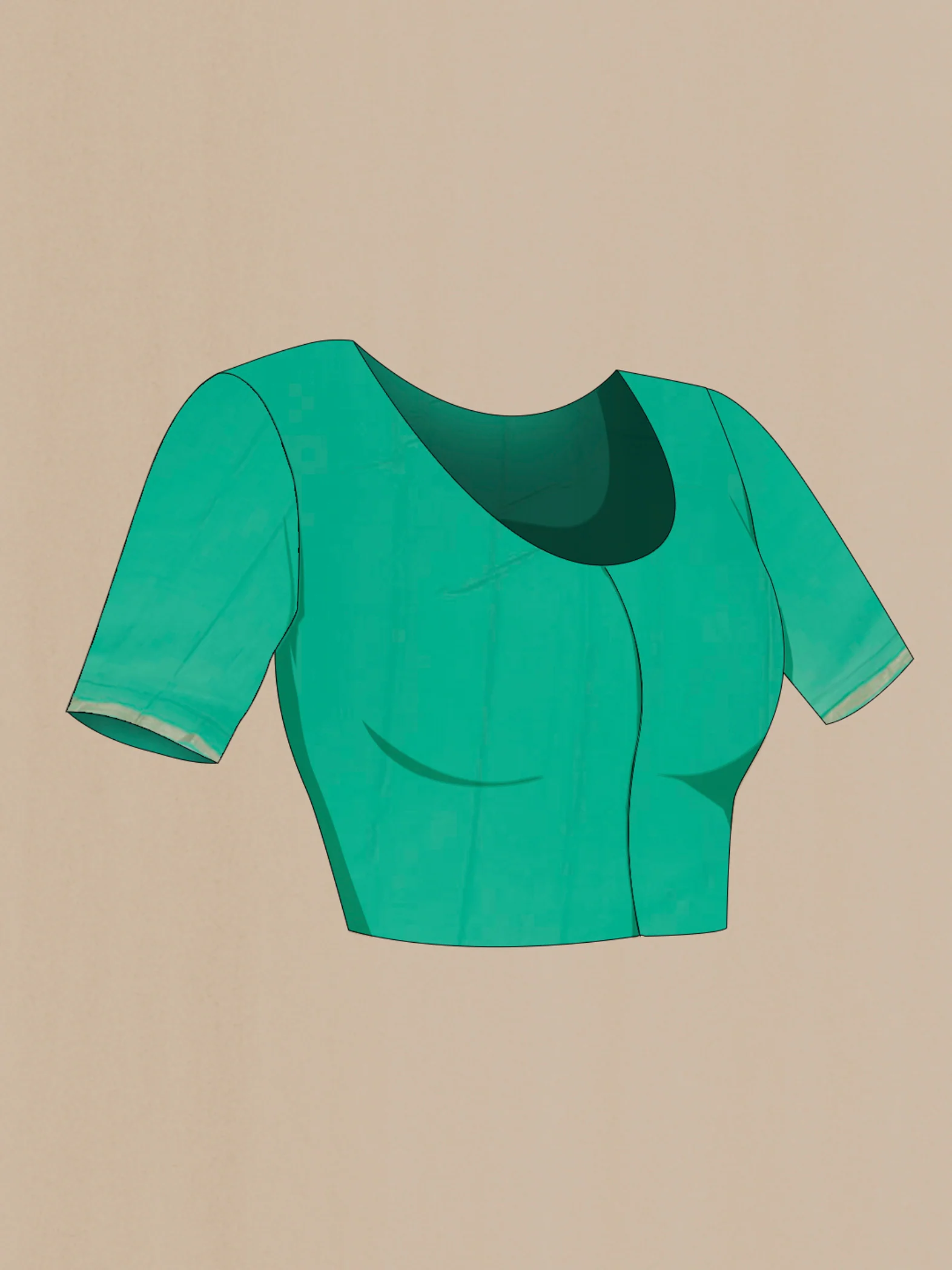Sea Green Mysore Chiffon Saree - Image 2