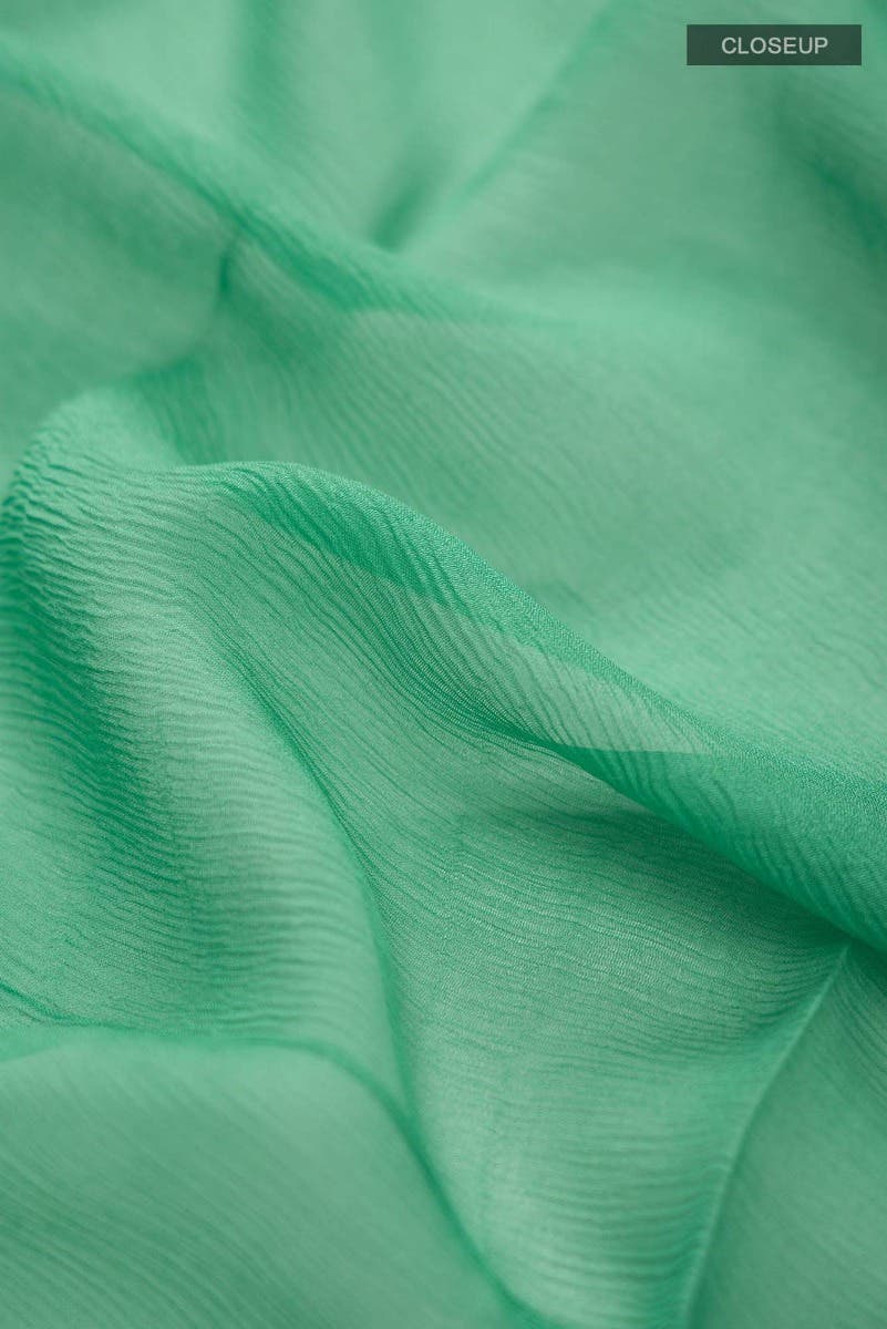 Green Mysore Chiffon Saree - Image 2