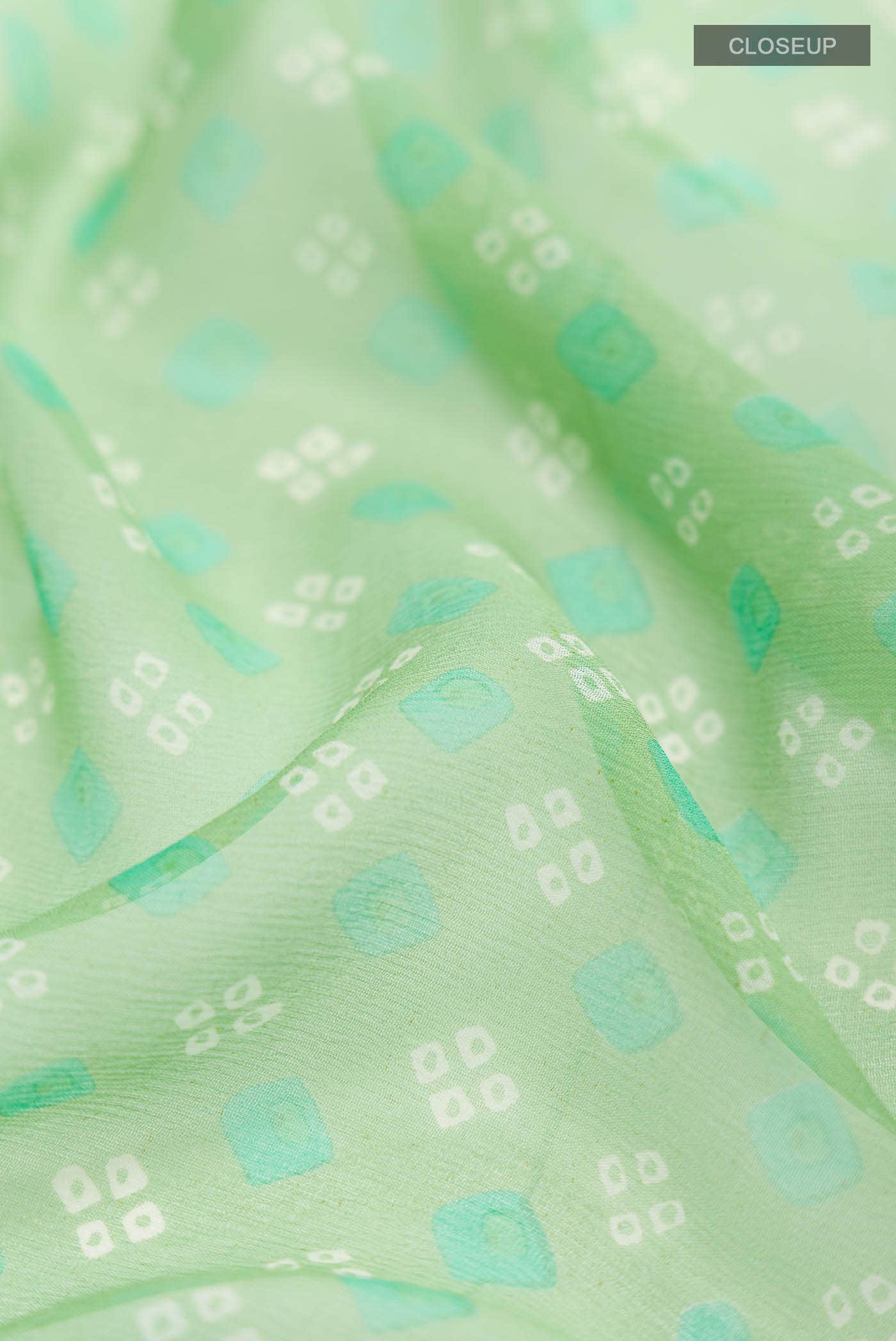 Green Mysore Chiffon Saree - Image 2