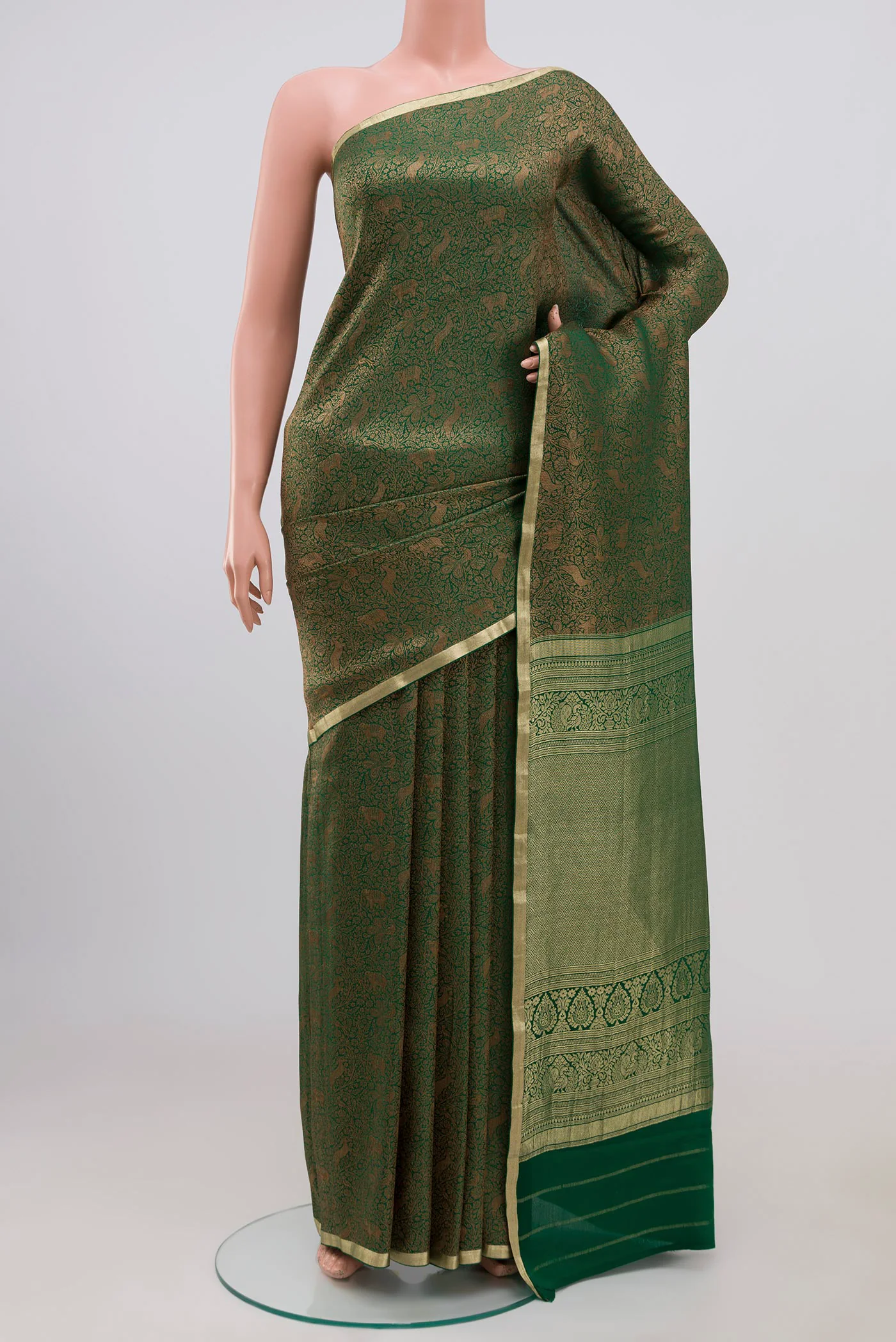 Bottle Green Mysore Crepe Saree
