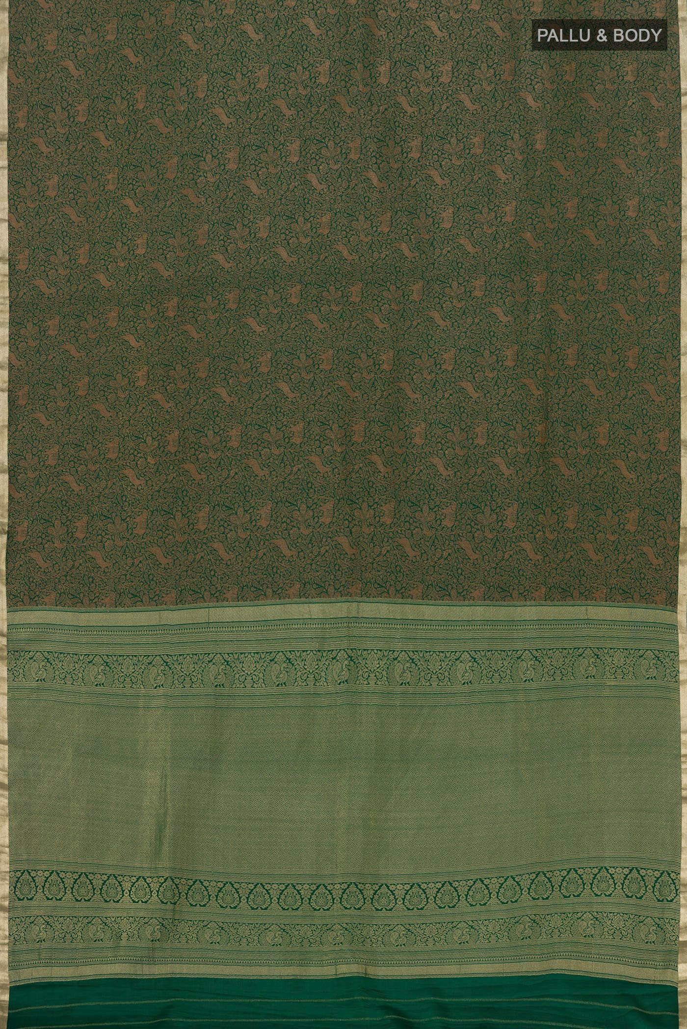 Bottle Green Mysore Crepe Saree - Image 5