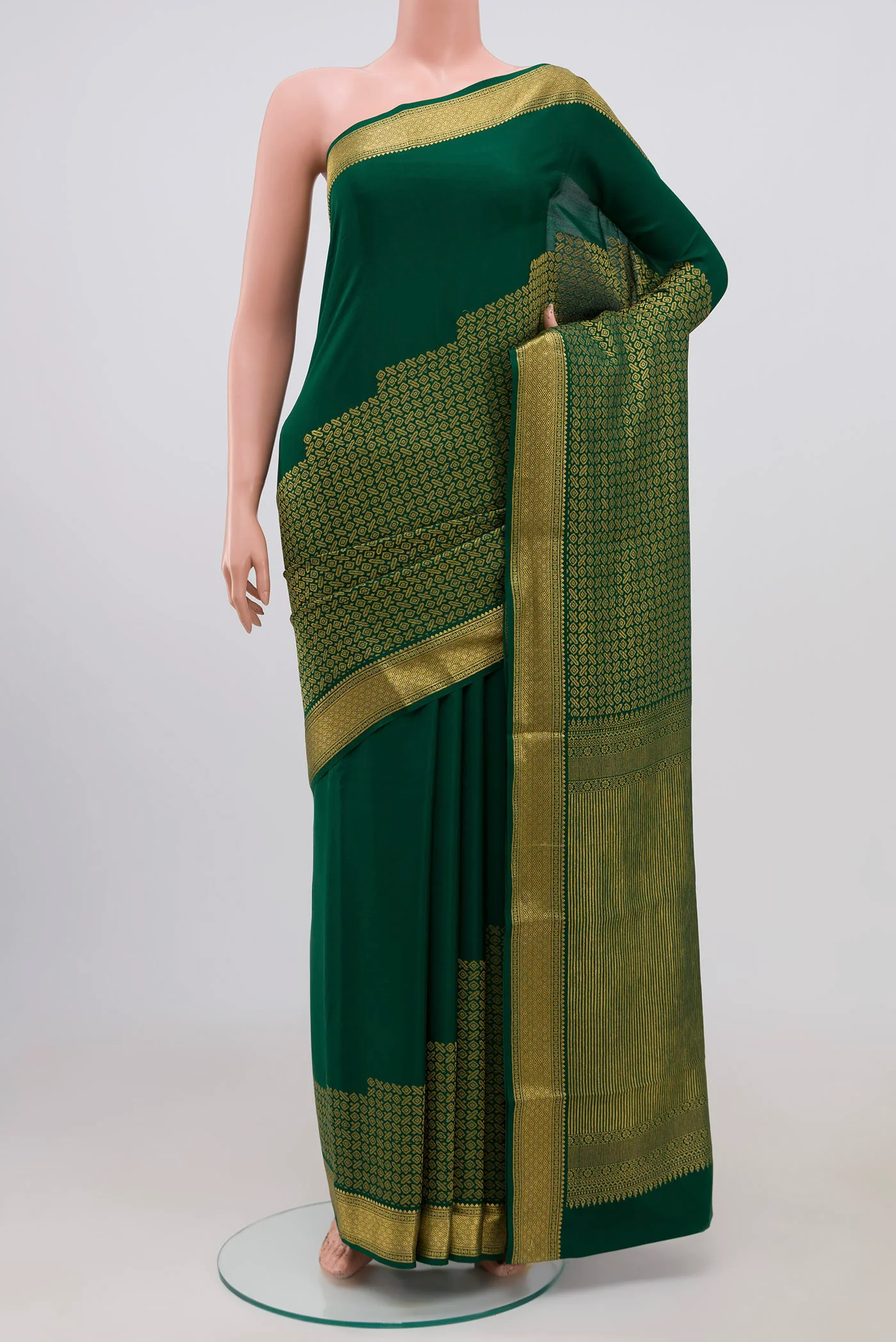 Bottle Green Mysore Crepe Saree
