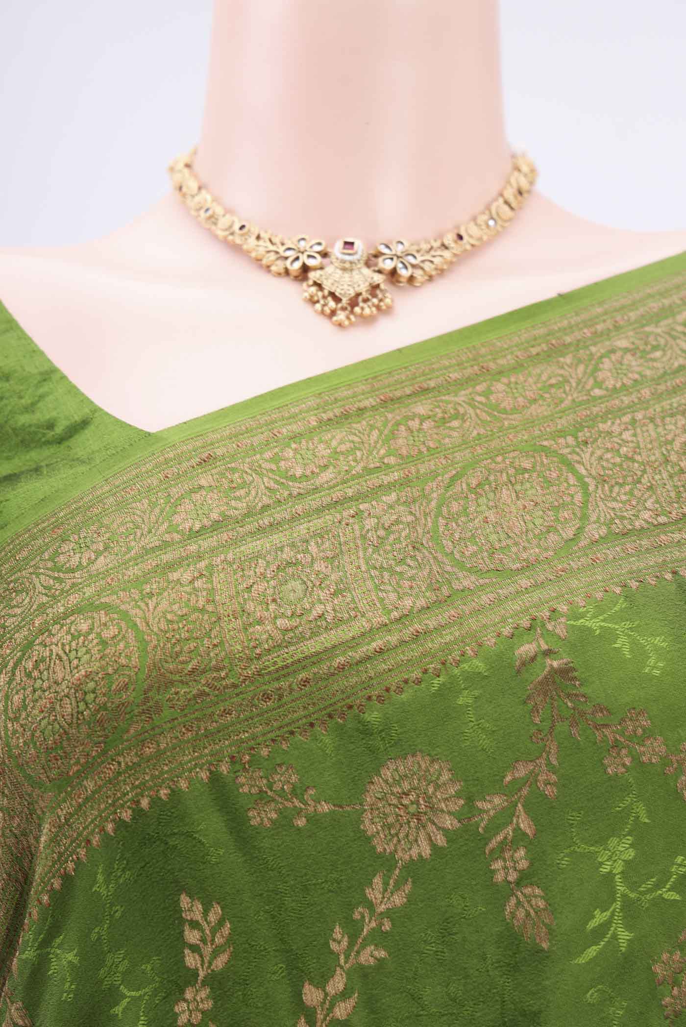Green Banarasi Georgette Saree - Image 2
