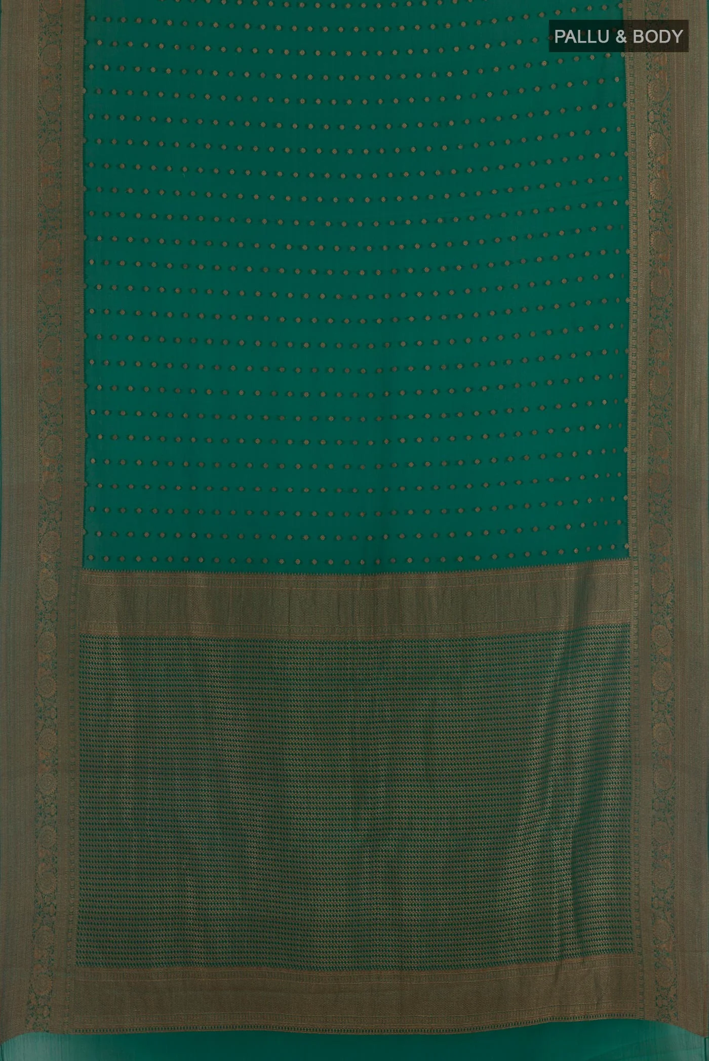 Green Mysore Crepe Saree - Image 3