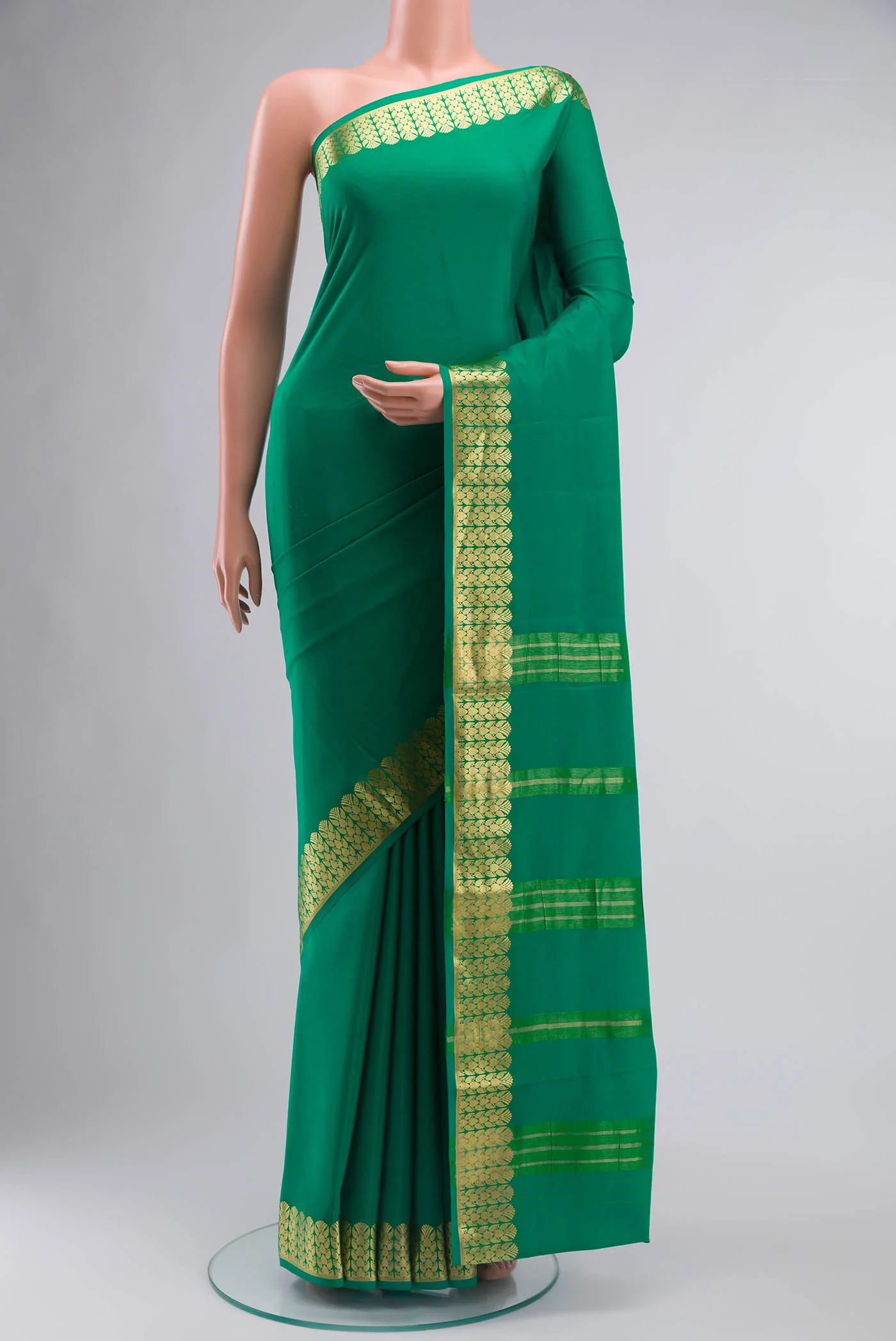 Green Mysore Crepe Saree