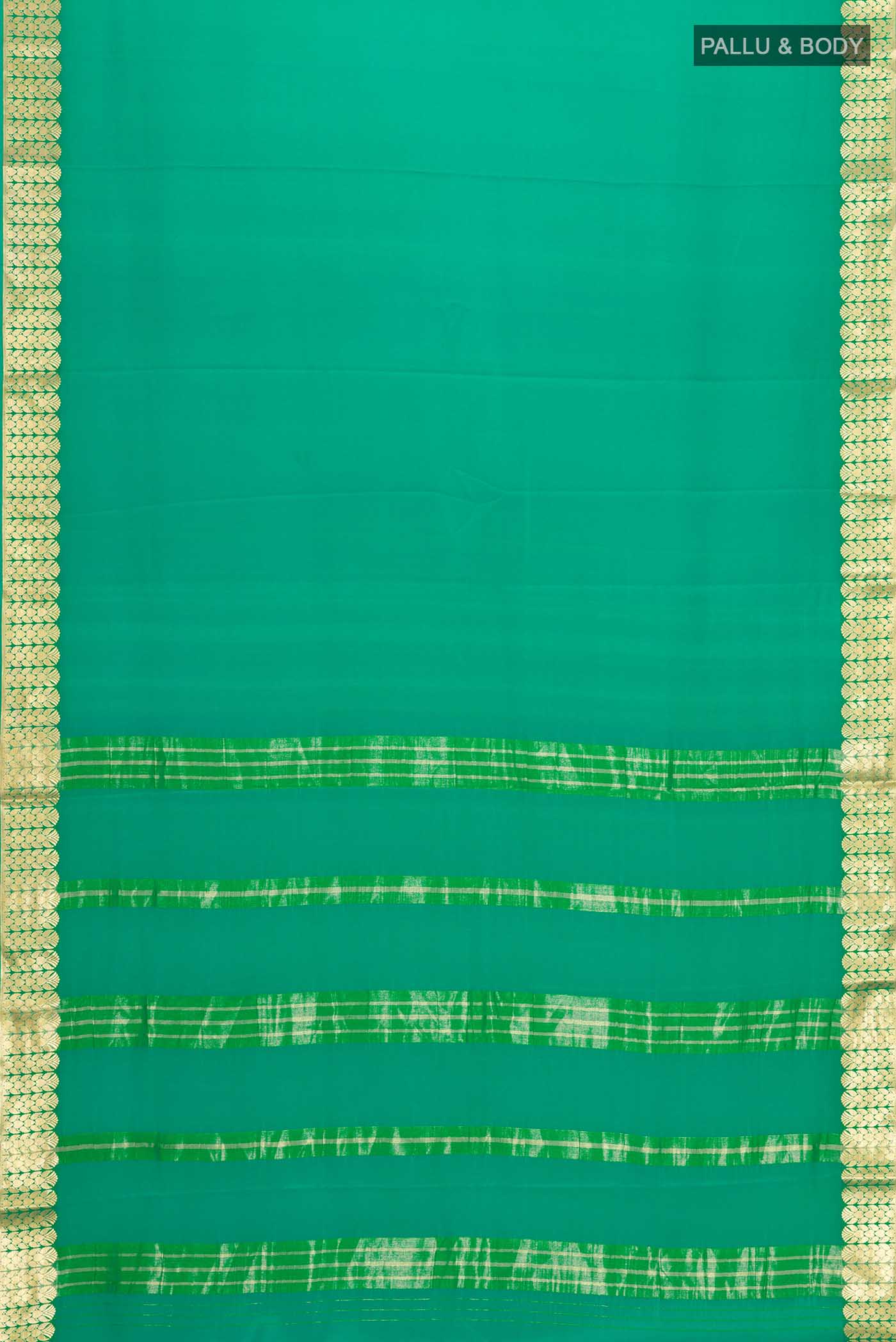 Green Mysore Crepe Saree - Image 5