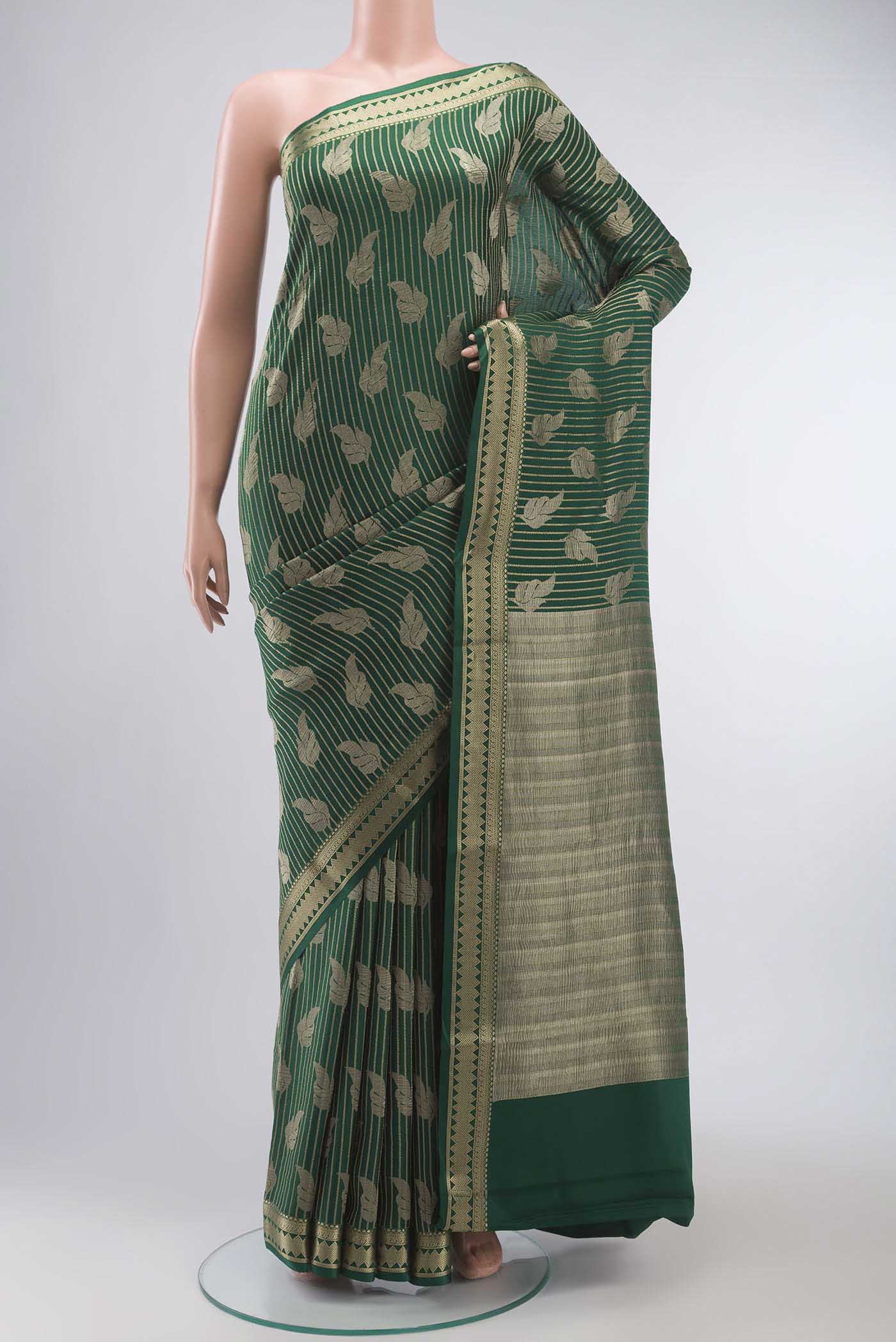 Green Mysore Crepe Saree