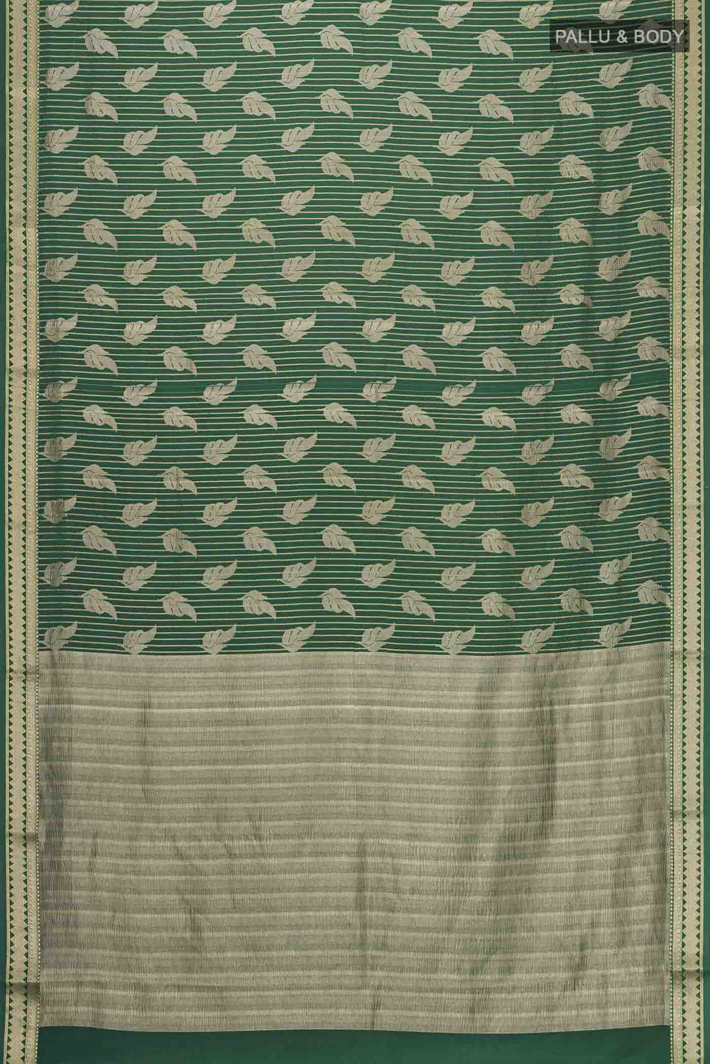 Green Mysore Crepe Saree - Image 6
