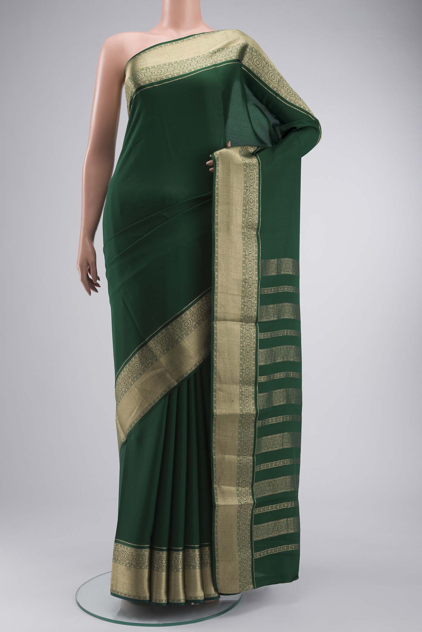 Green Mysore Crepe Saree