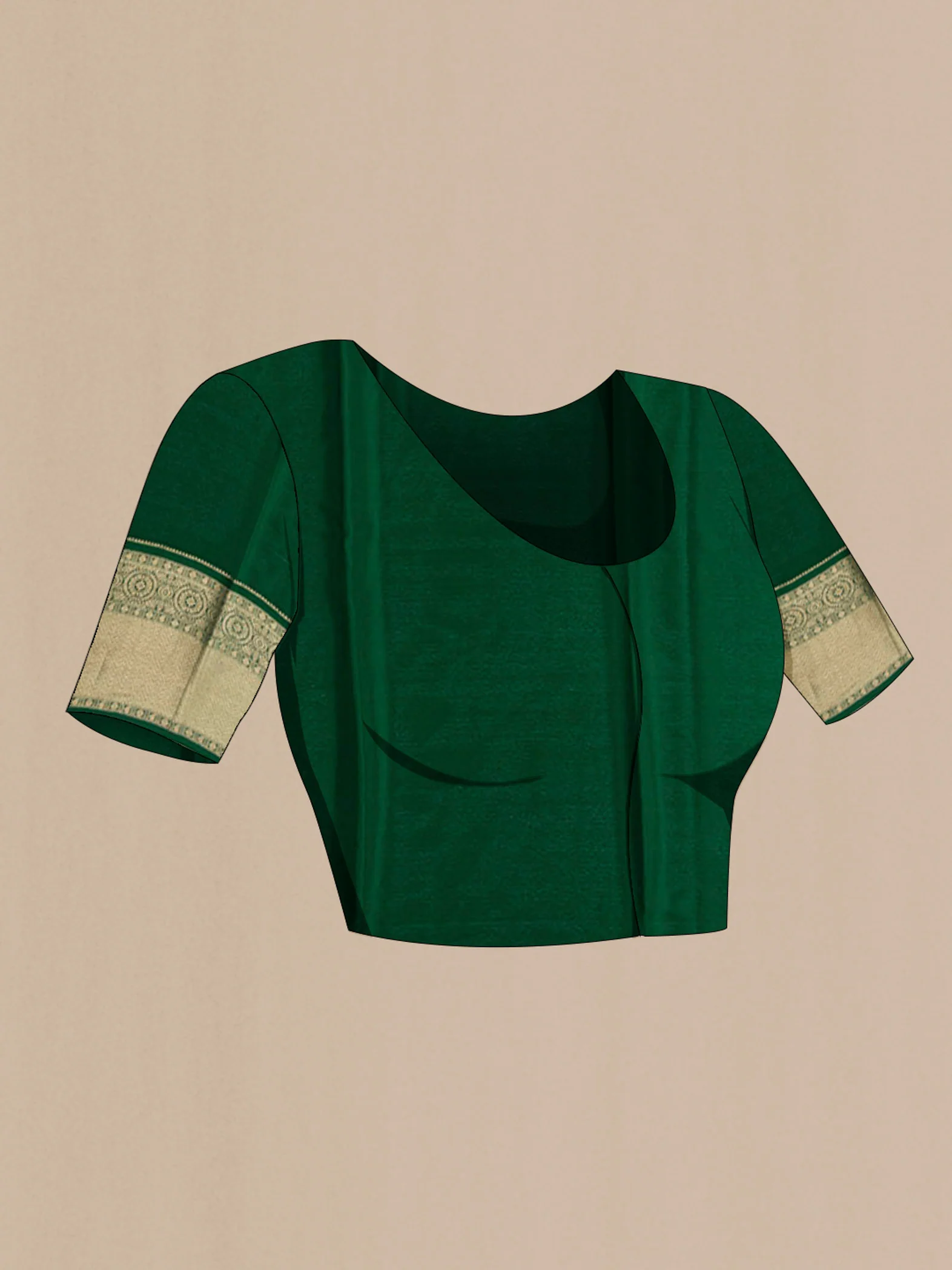 Green Mysore Crepe Saree - Image 4