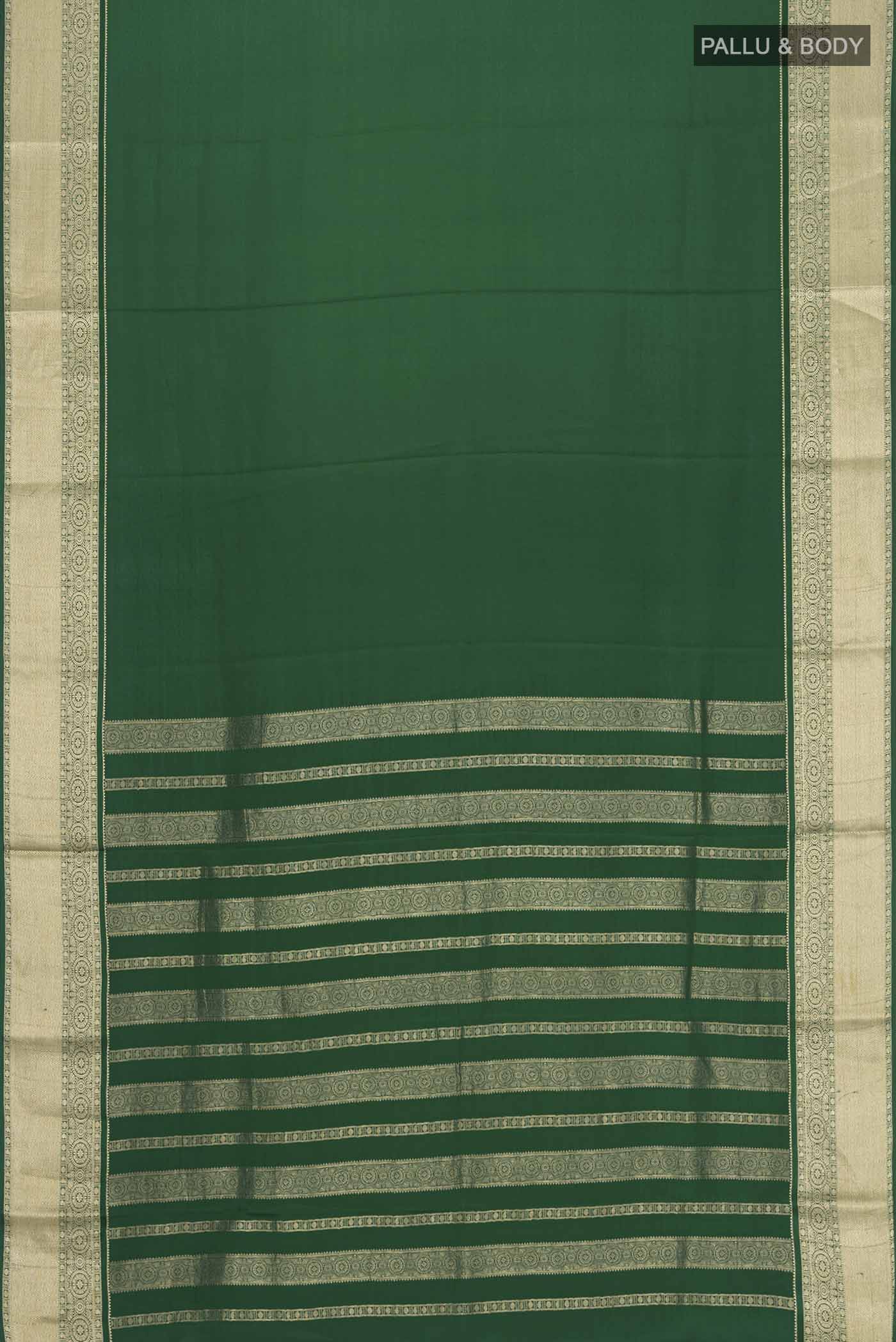 Green Mysore Crepe Saree - Image 5