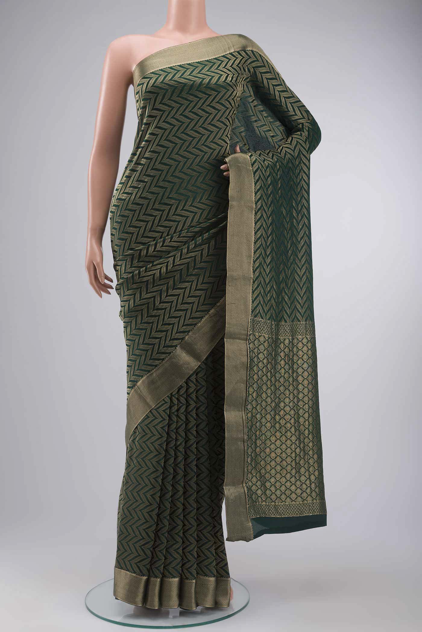 Green Mysore Crepe Saree