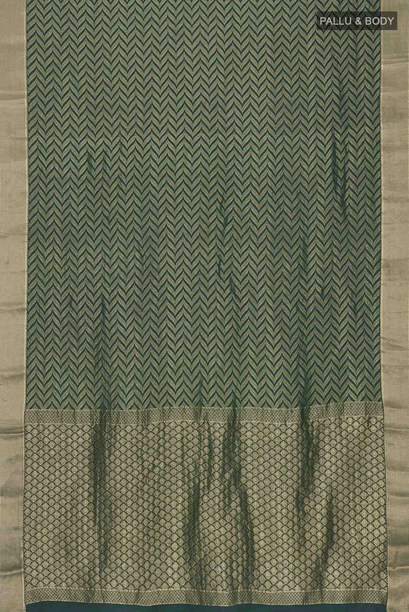 Green Mysore Crepe Saree - Image 5