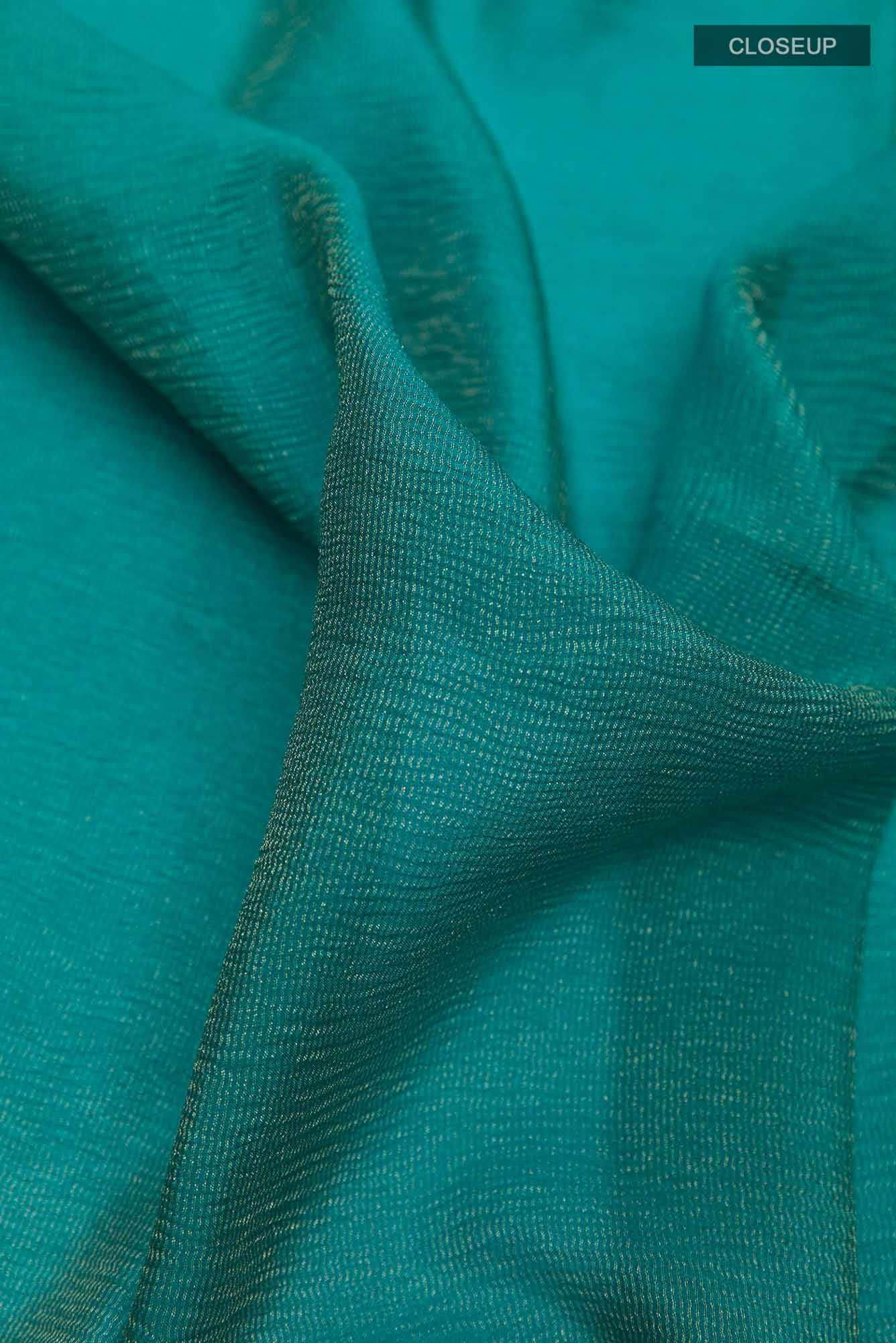 Green Mysore Crepe Saree - Image 2