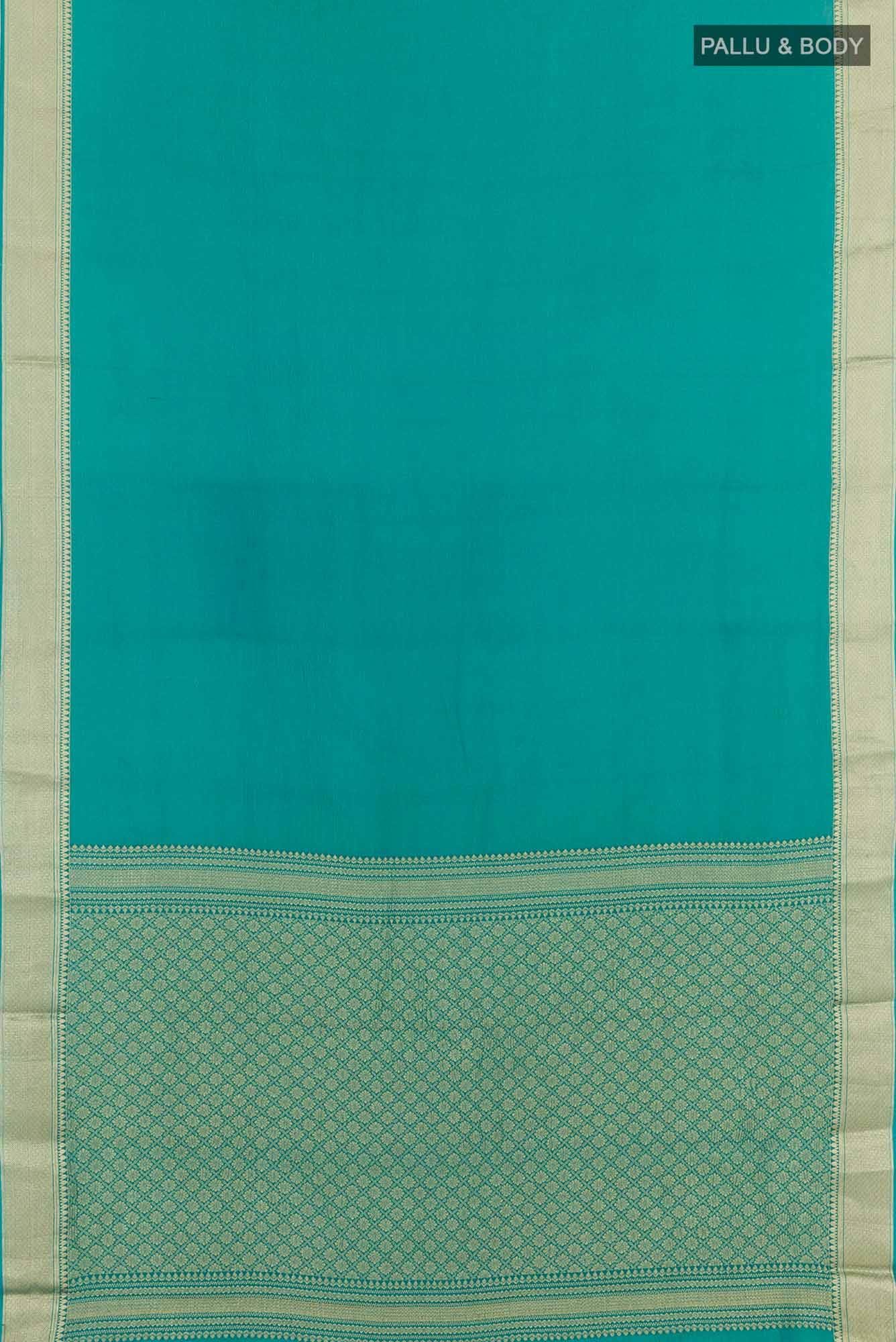 Green Mysore Crepe Saree - Image 3
