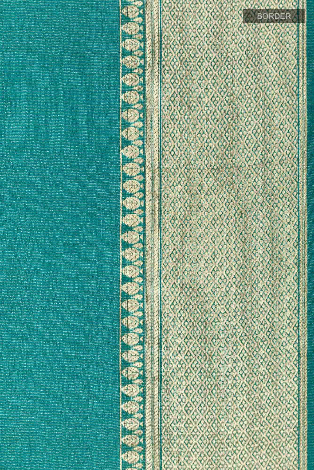 Green Mysore Crepe Saree - Image 4