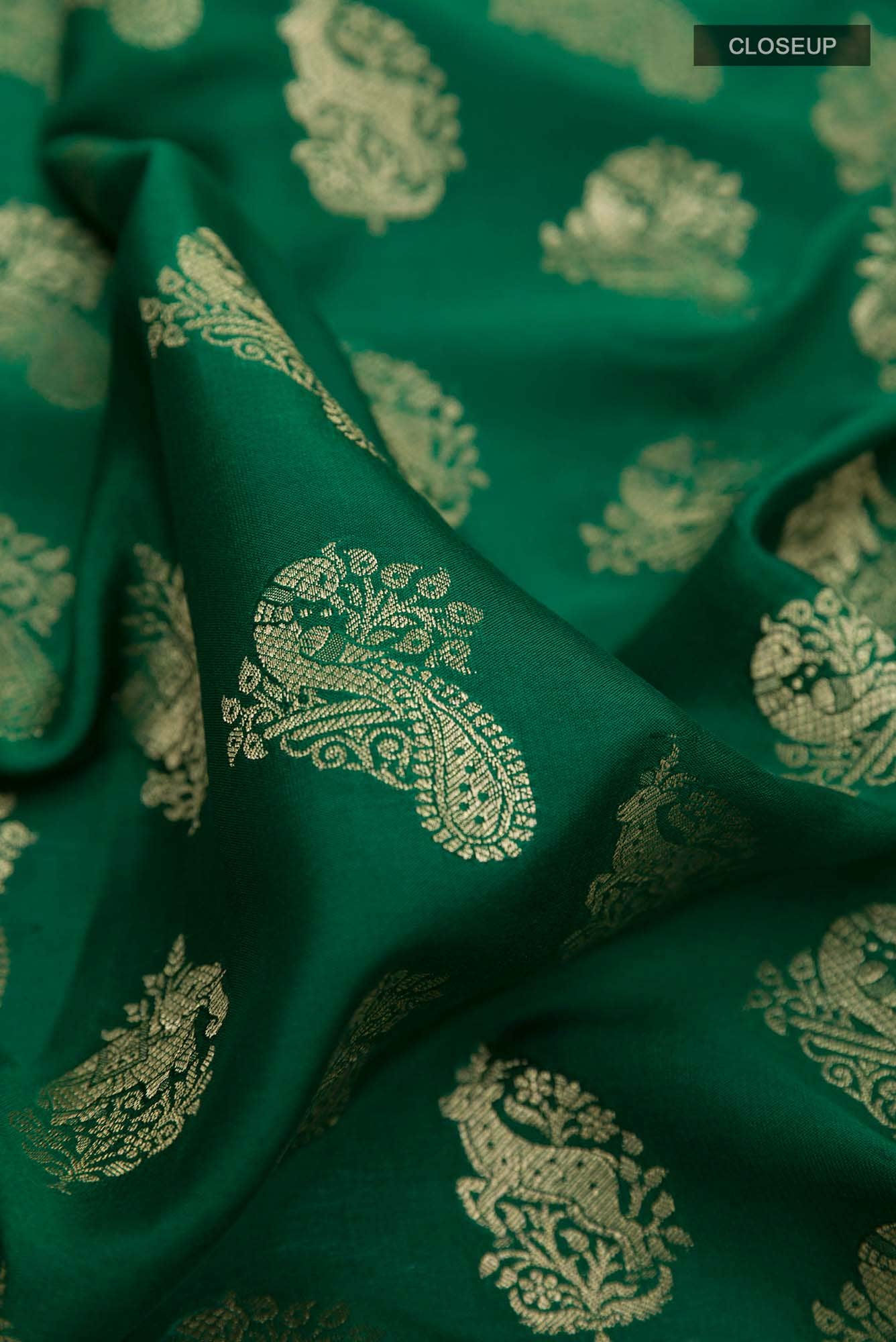 Green Mysore Crepe Saree - Image 3