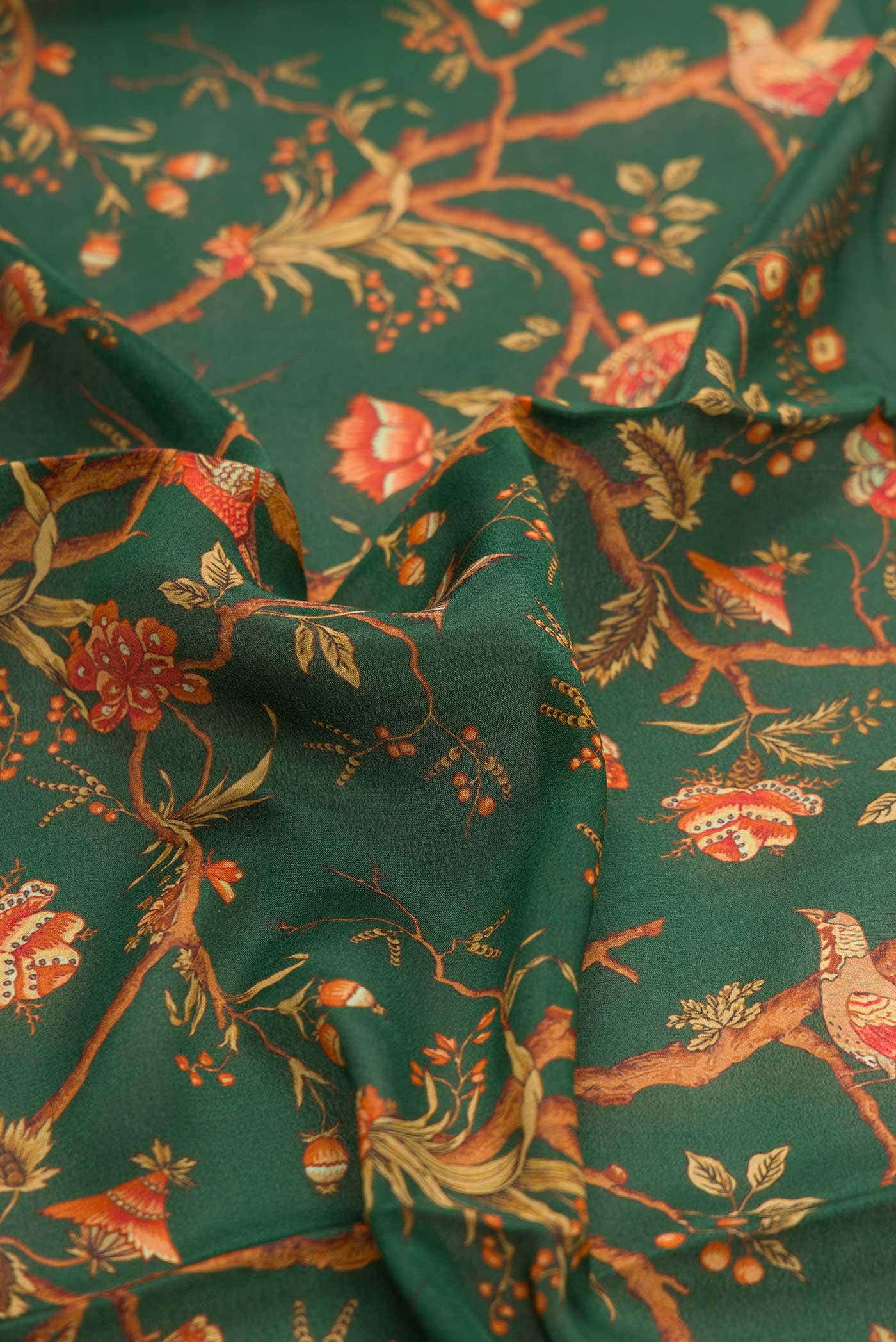 Green Mysore Crepe Saree - Image 2