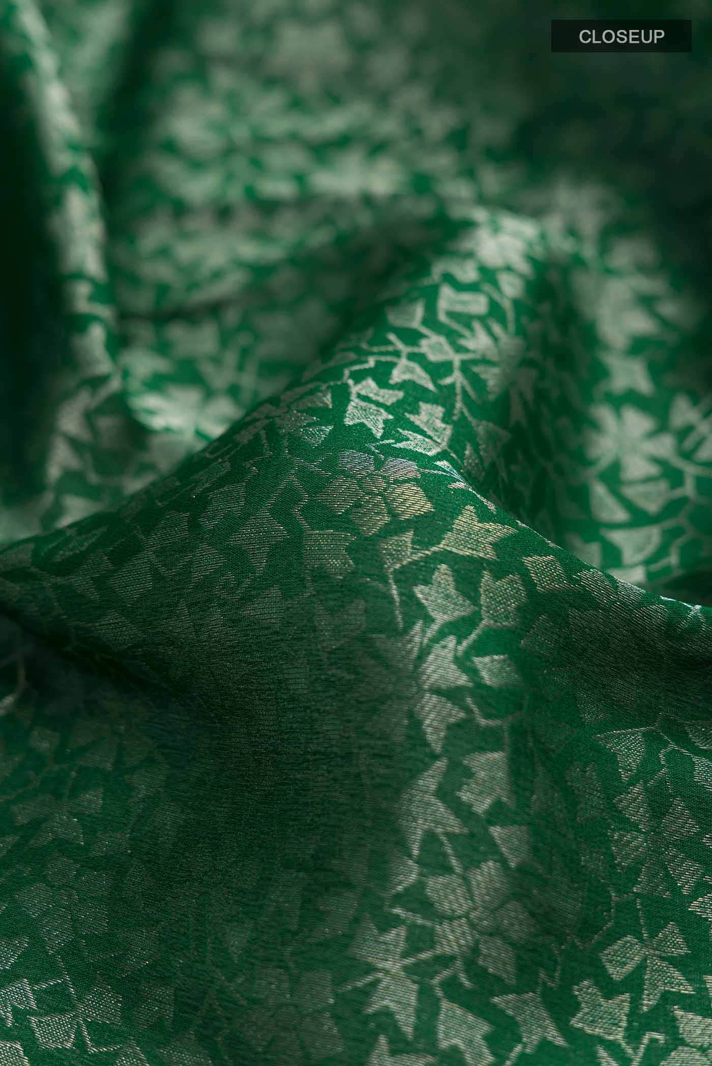 Green Mysore Crepe Saree - Image 2