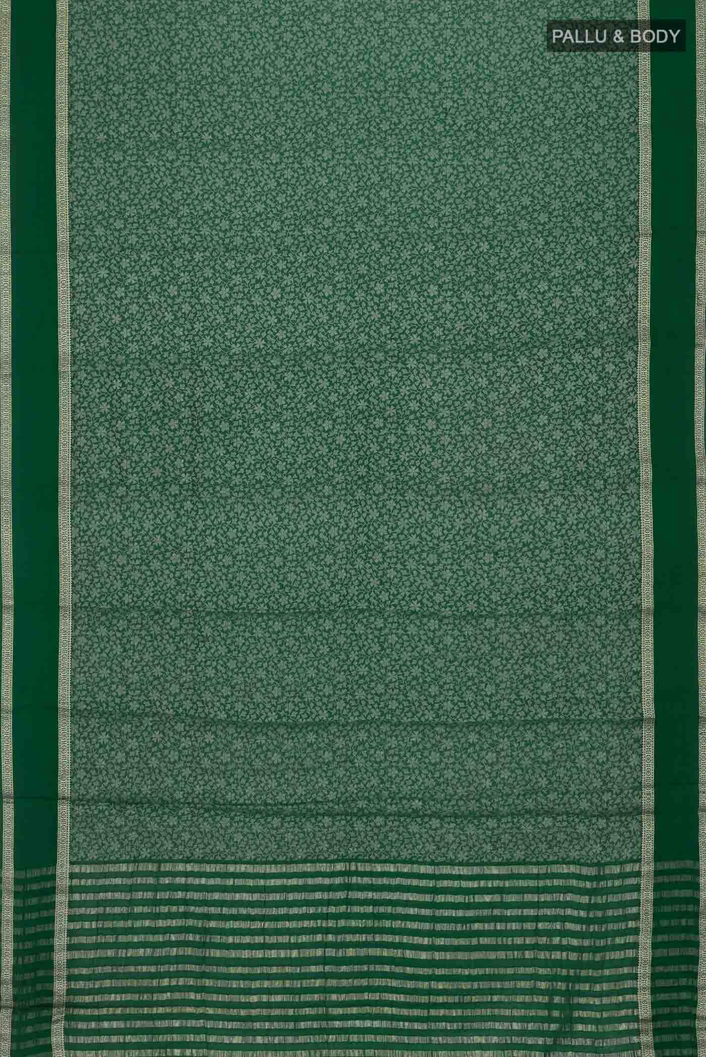 Green Mysore Crepe Saree - Image 3