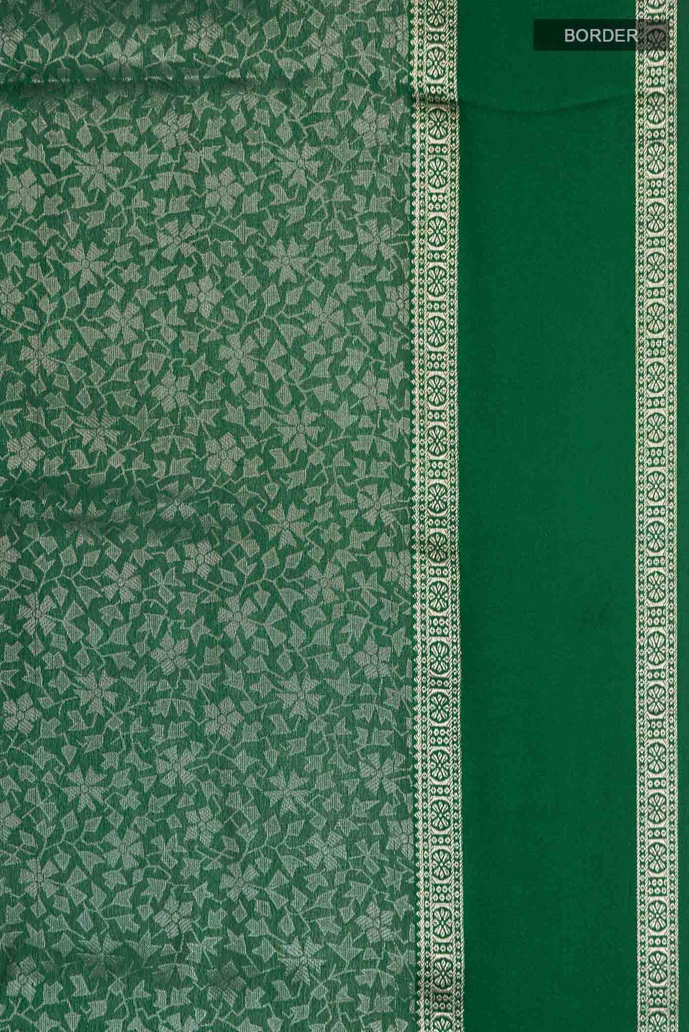 Green Mysore Crepe Saree - Image 4