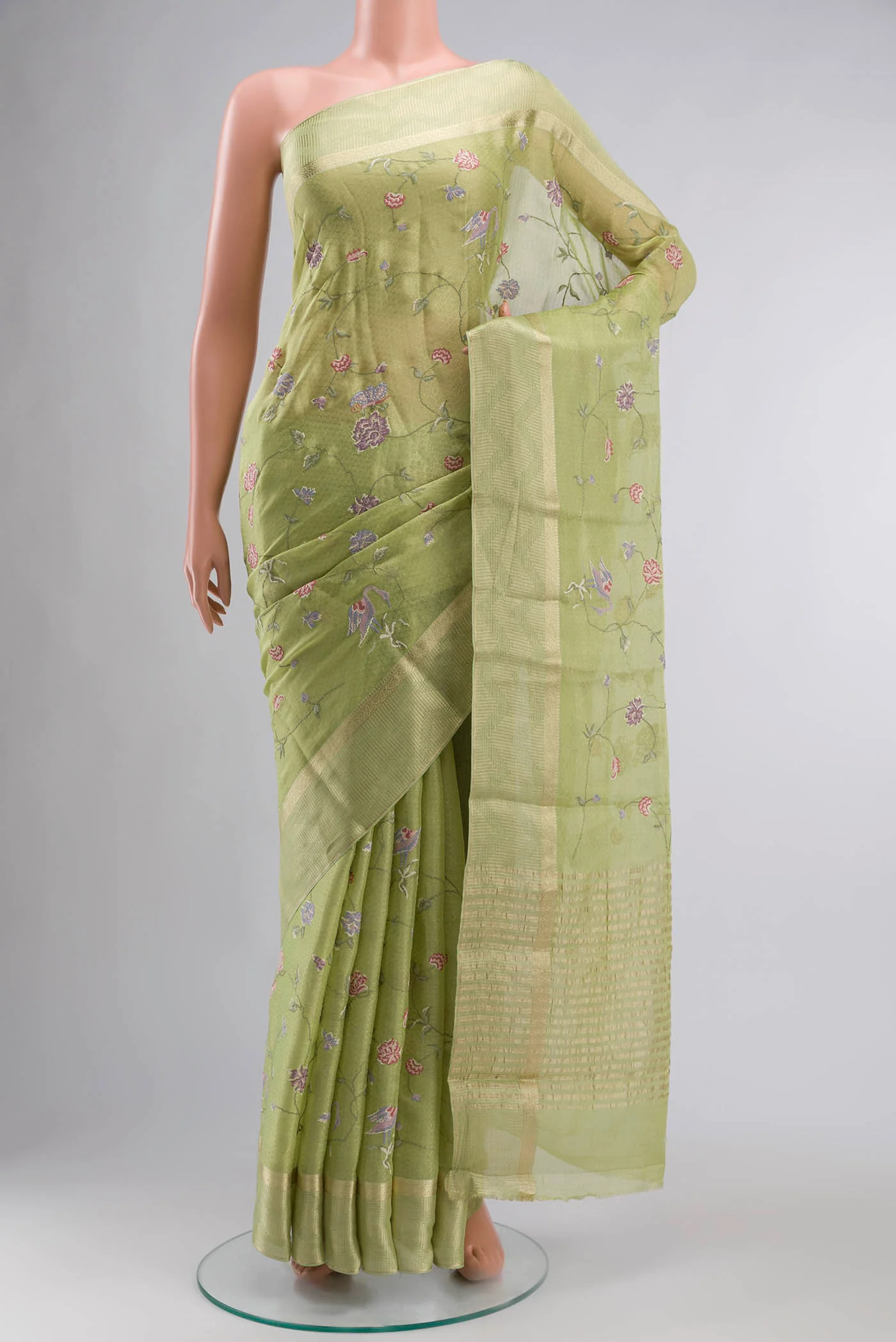 Green Mysore Georgette Saree