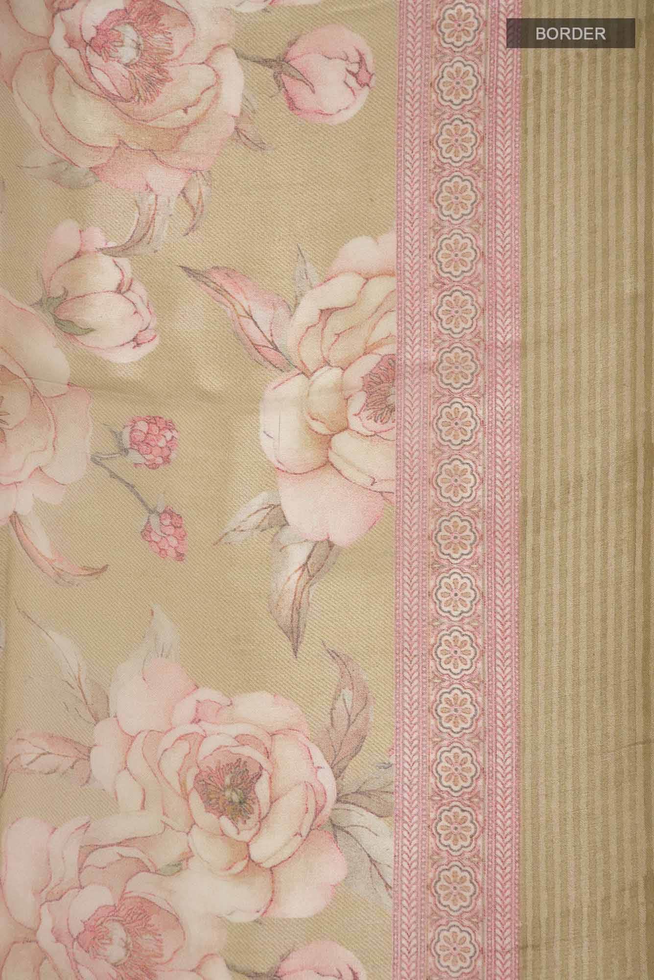 Beige Organza Silk Saree - Image 4