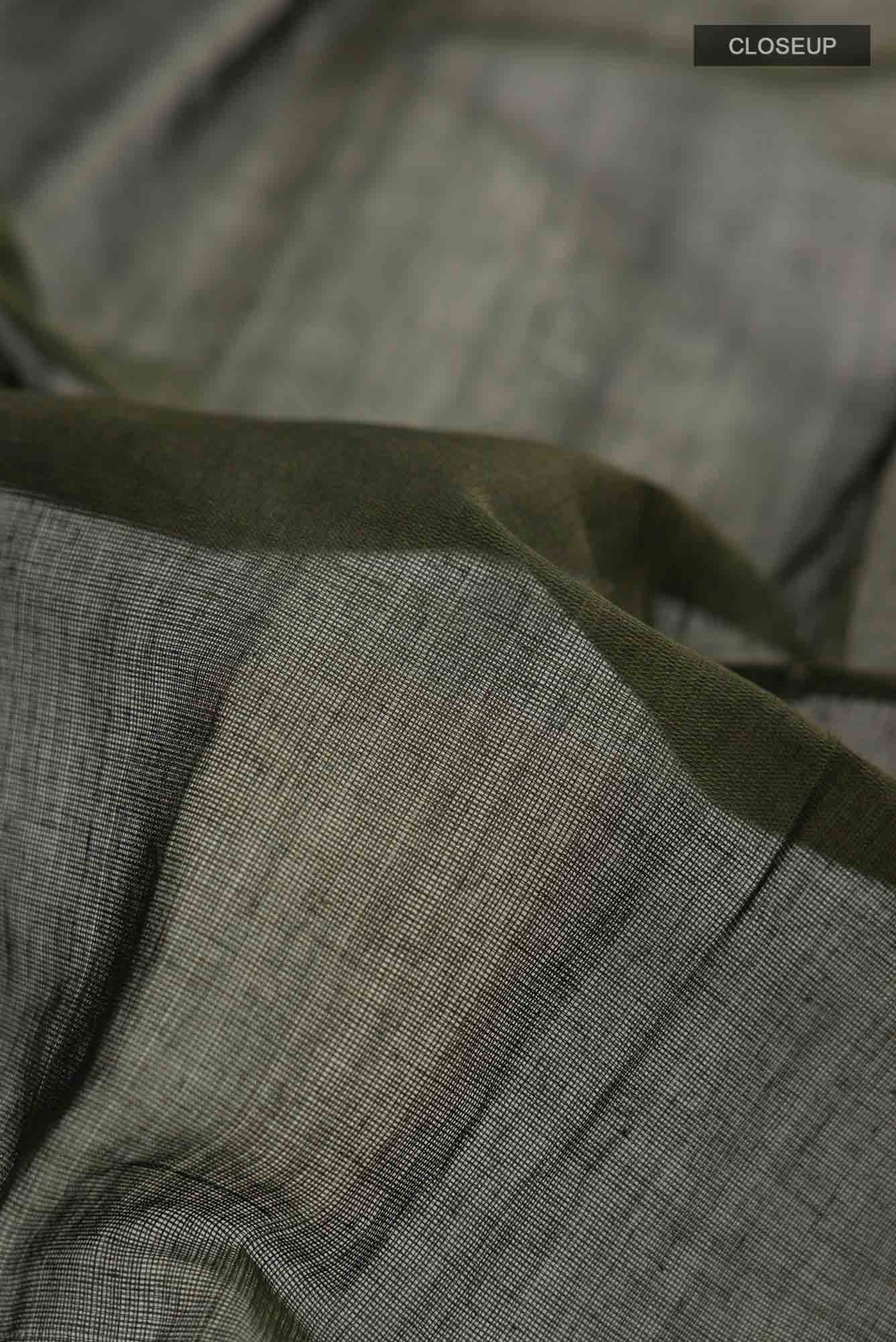 Green Orissa Cotton Saree - Image 2