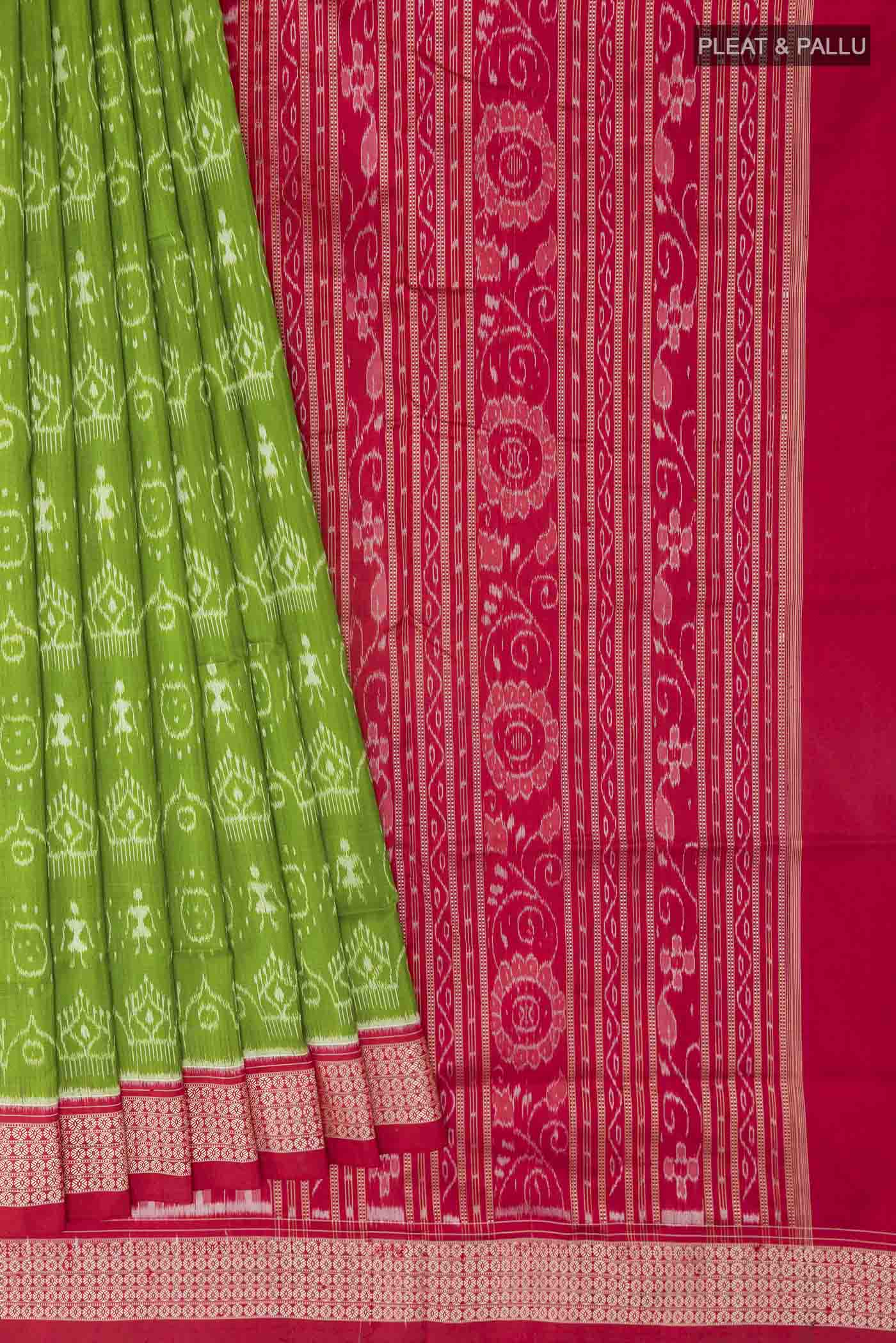 Green Orissa Silk Saree - Image 4