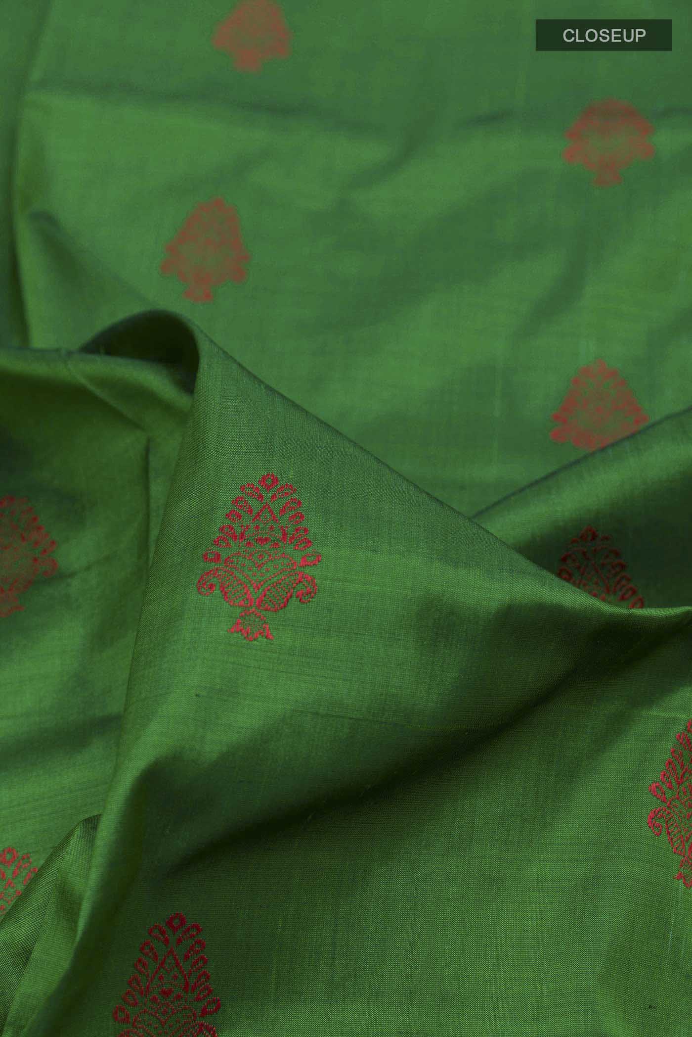 Green Orissa Silk Saree - Image 2