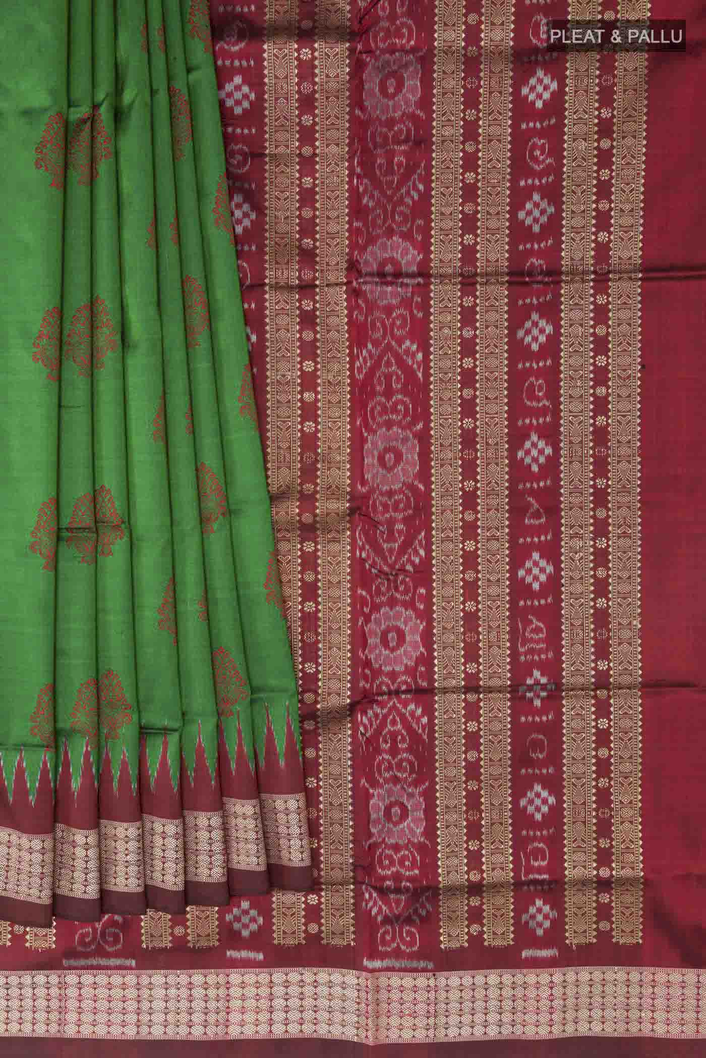 Green Orissa Silk Saree - Image 4