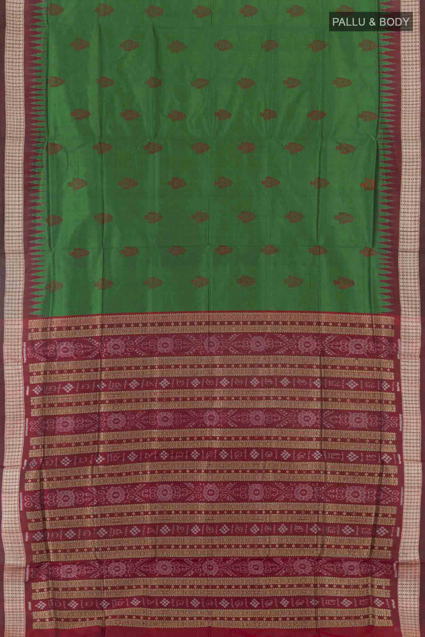 Green Orissa Silk Saree - Image 6