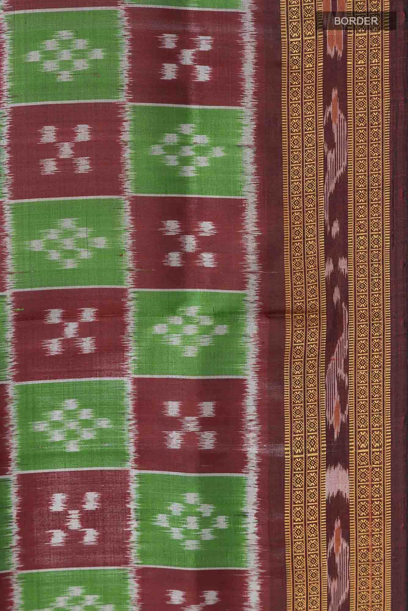 Green Orissa Silk Saree - Image 5