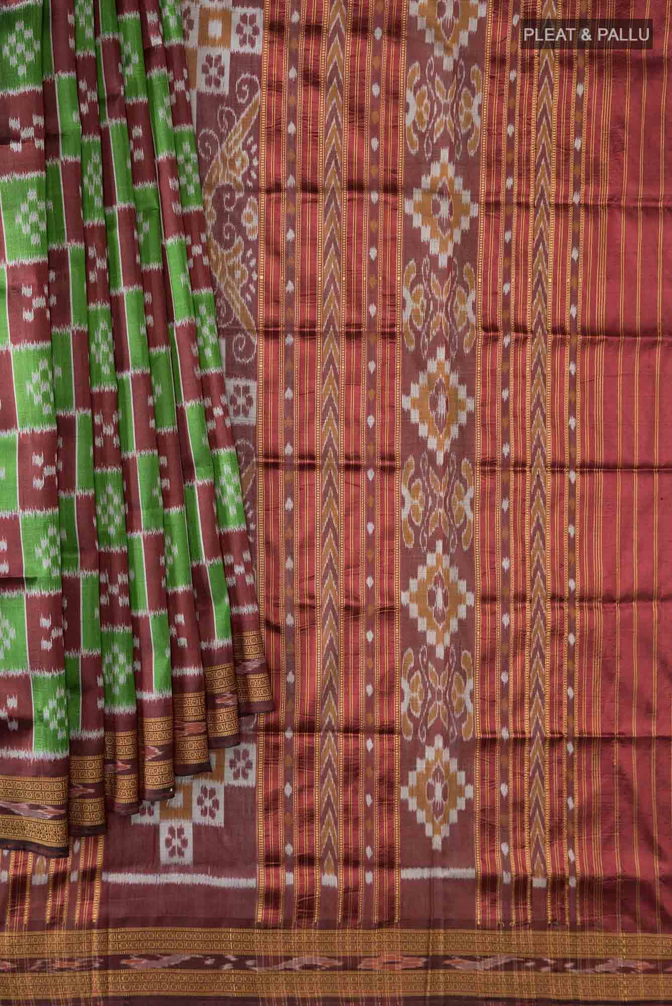 Green Orissa Silk Saree - Image 7